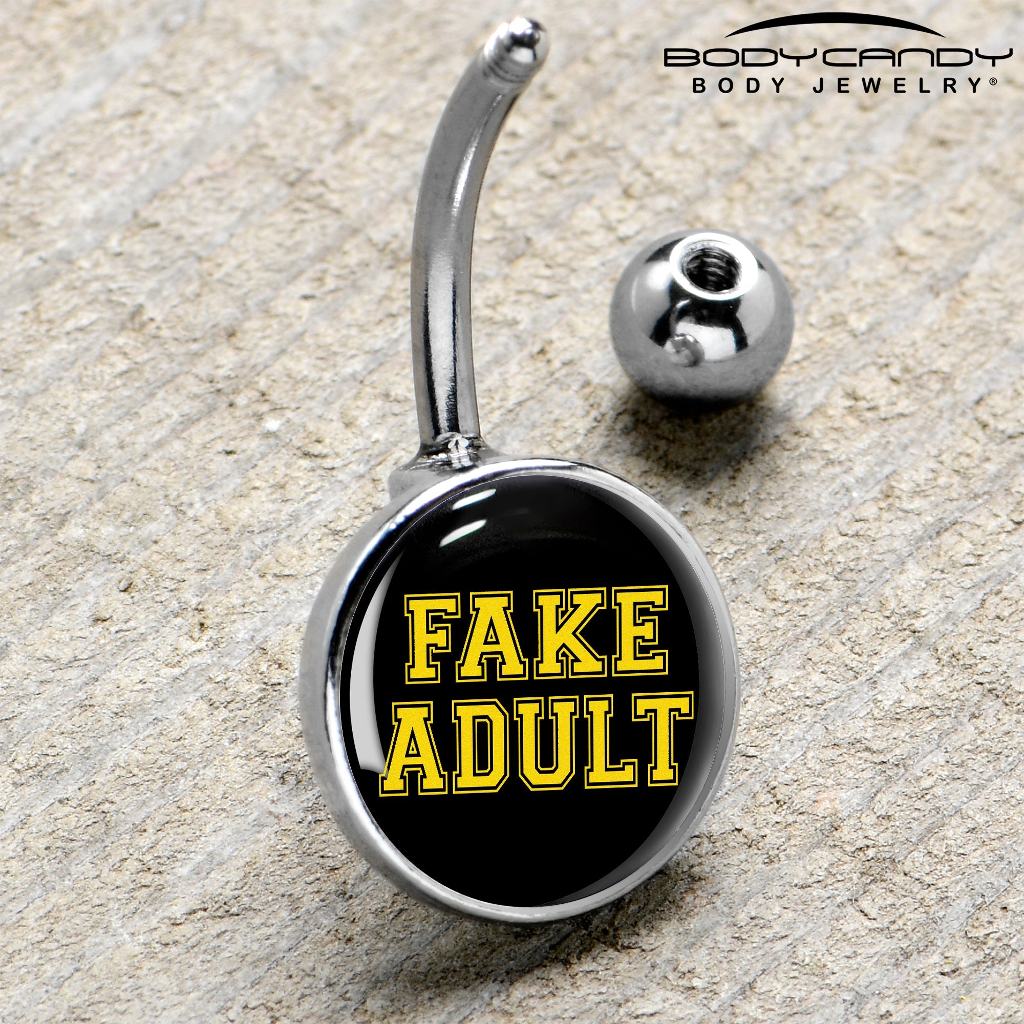 BodyCandy Black Yellow Fake Adult Belly Ring by Onyx O — side view