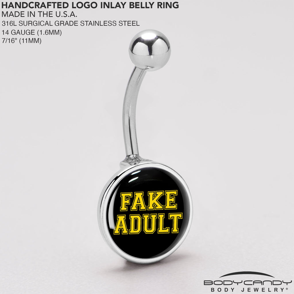 BodyCandy Black Yellow Fake Adult Belly Ring by Onyx O — back view