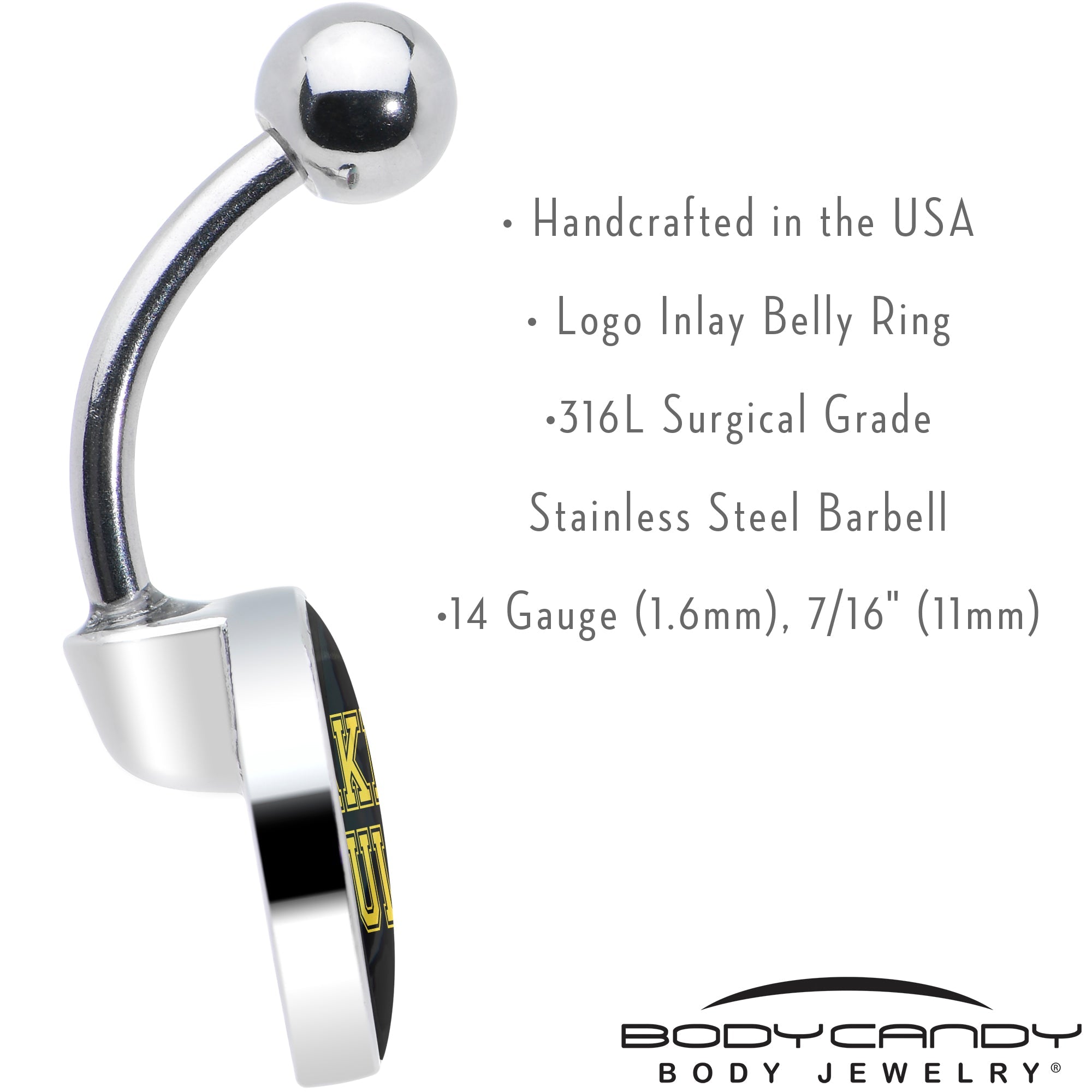BodyCandy Black Yellow Fake Adult Belly Ring by Onyx O — in-use photo
