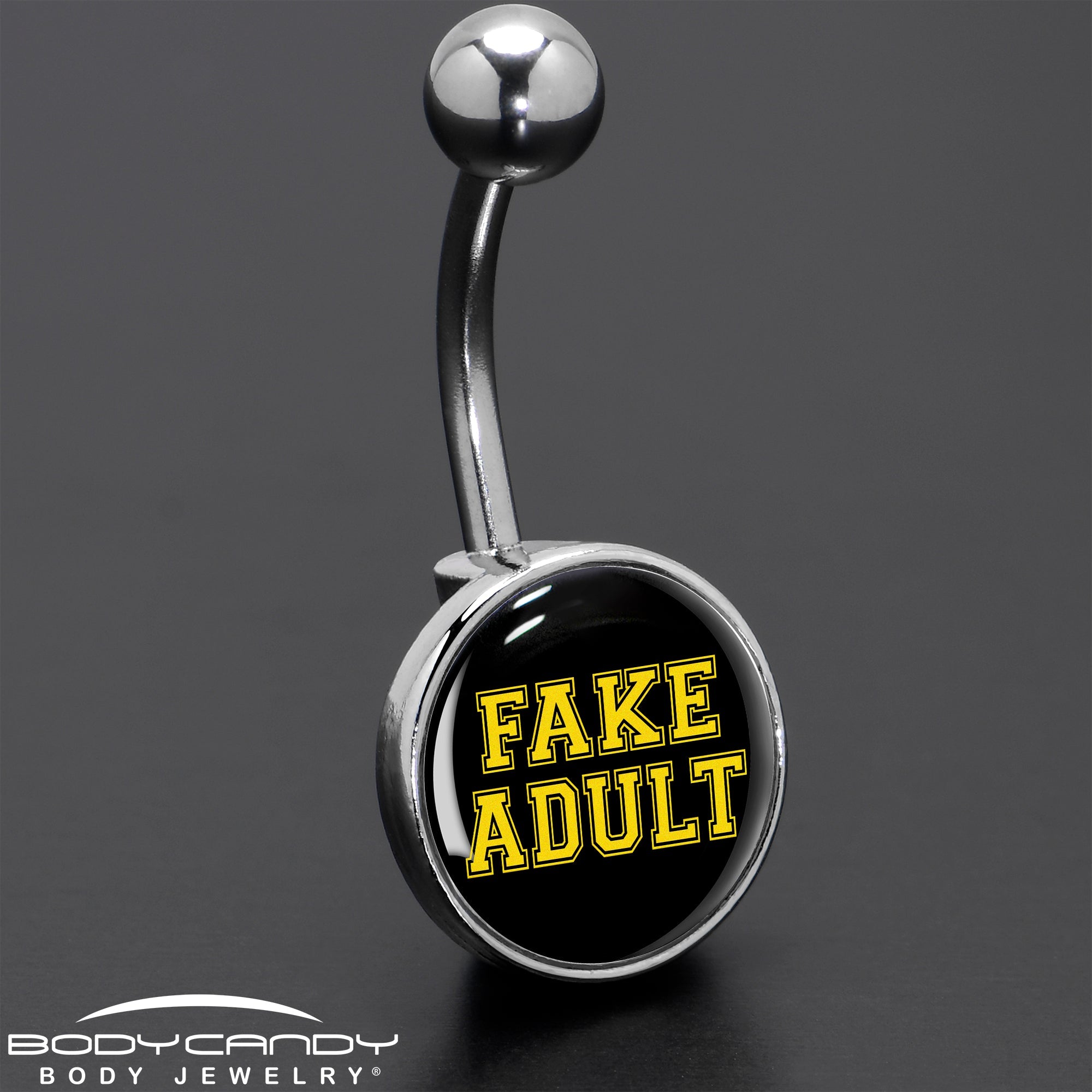 BodyCandy Black Yellow Fake Adult Belly Ring by Onyx O — size reference