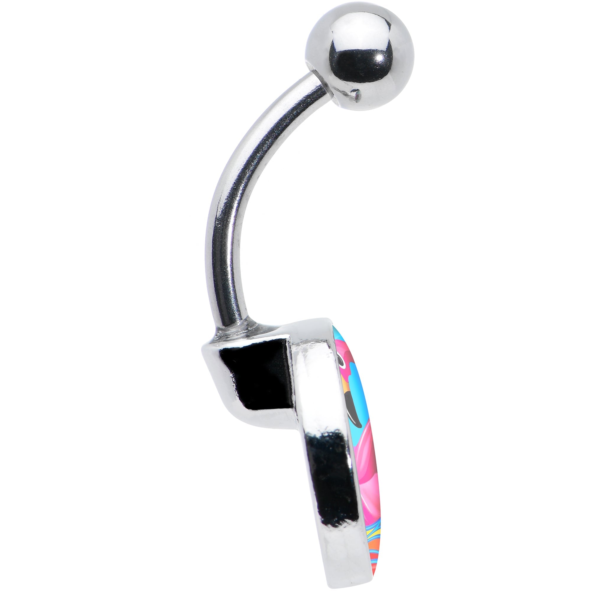 BodyCandy Rainbow Sea Floating Flamingo Belly Ring by Onyx O — side view