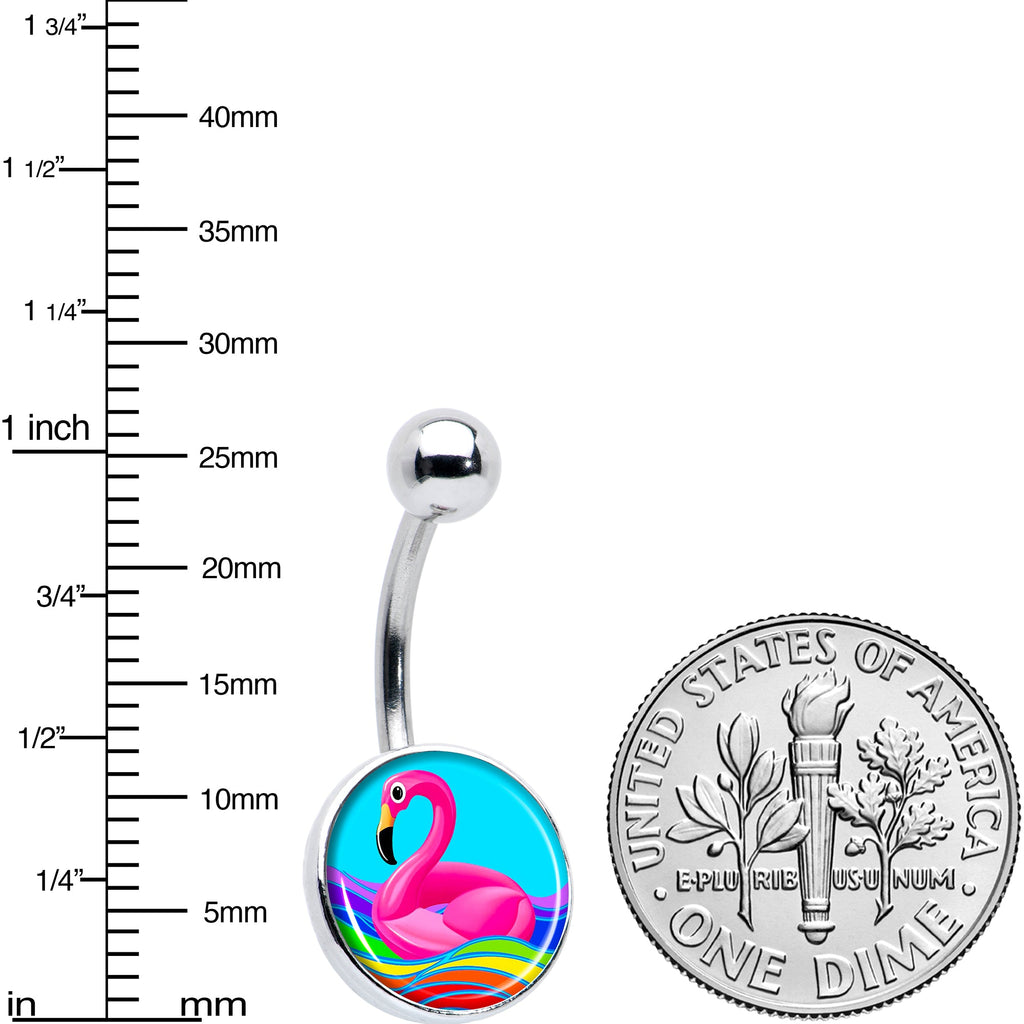 BodyCandy Rainbow Sea Floating Flamingo Belly Ring by Onyx O — alternative angle