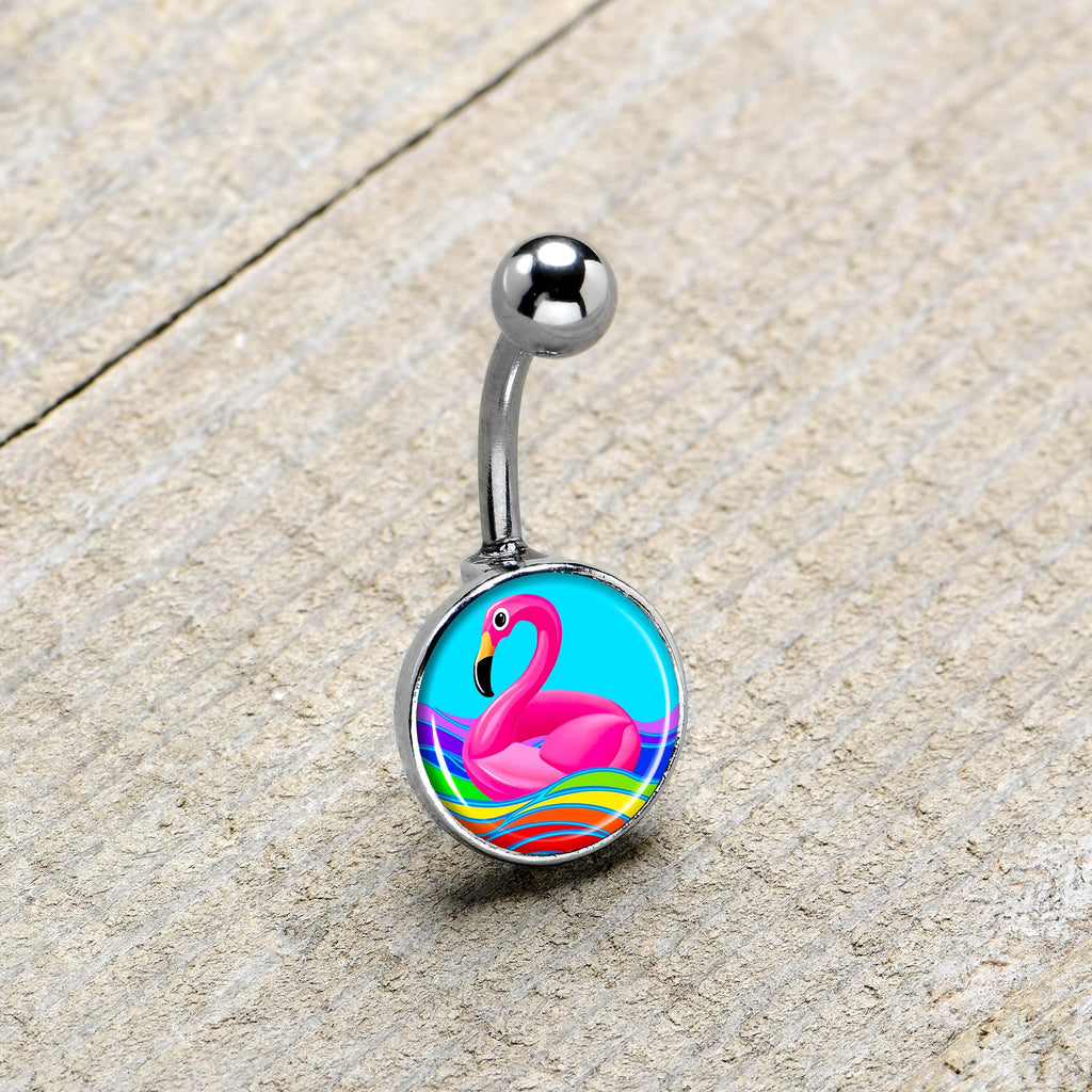 BodyCandy Rainbow Sea Floating Flamingo Belly Ring by Onyx O — size reference