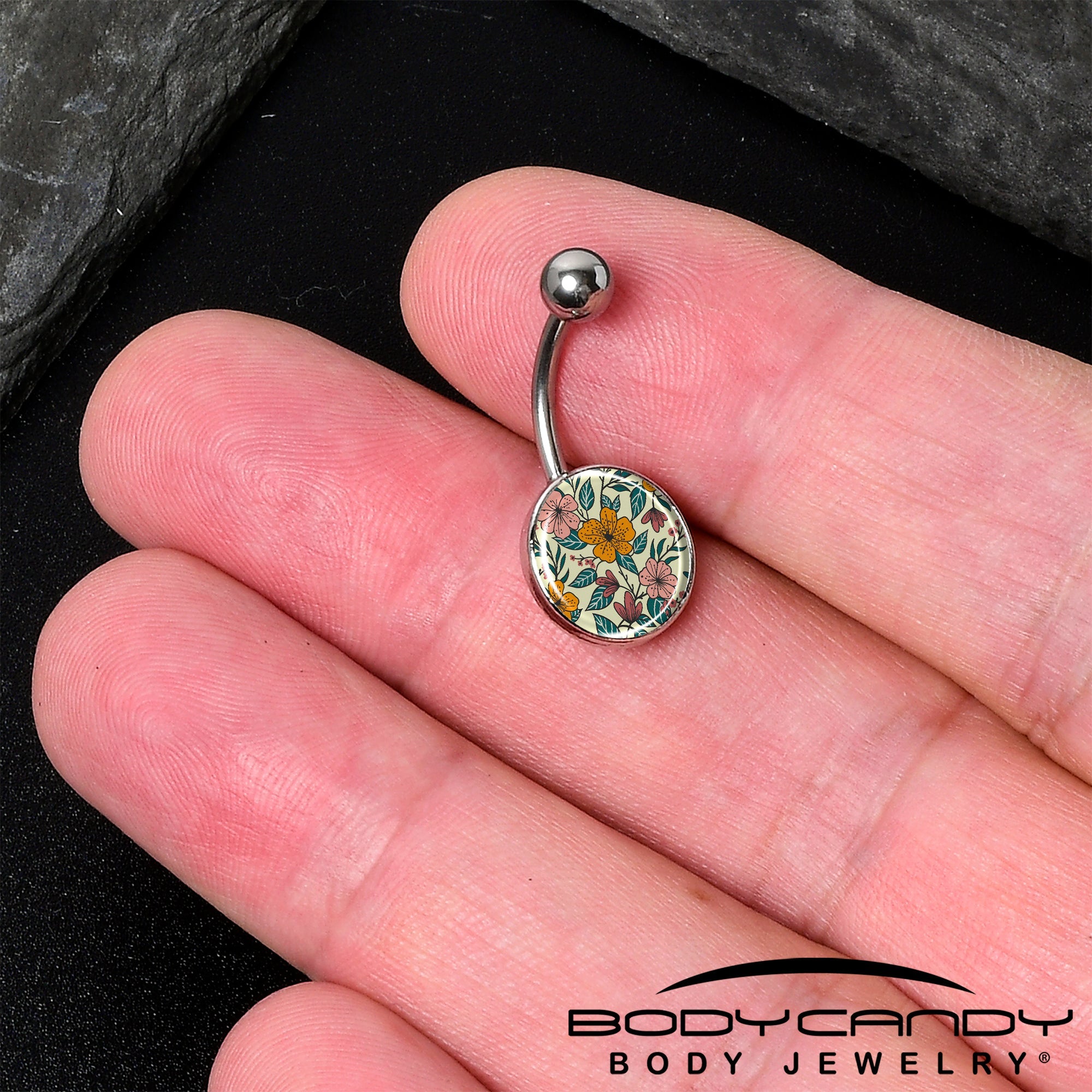 BodyCandy Blossom Creation Wildflower Flowers Belly Ring by Onyx O — detail close-up