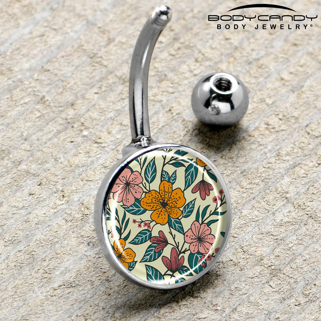 BodyCandy Blossom Creation Wildflower Flowers Belly Ring by Onyx O — side view