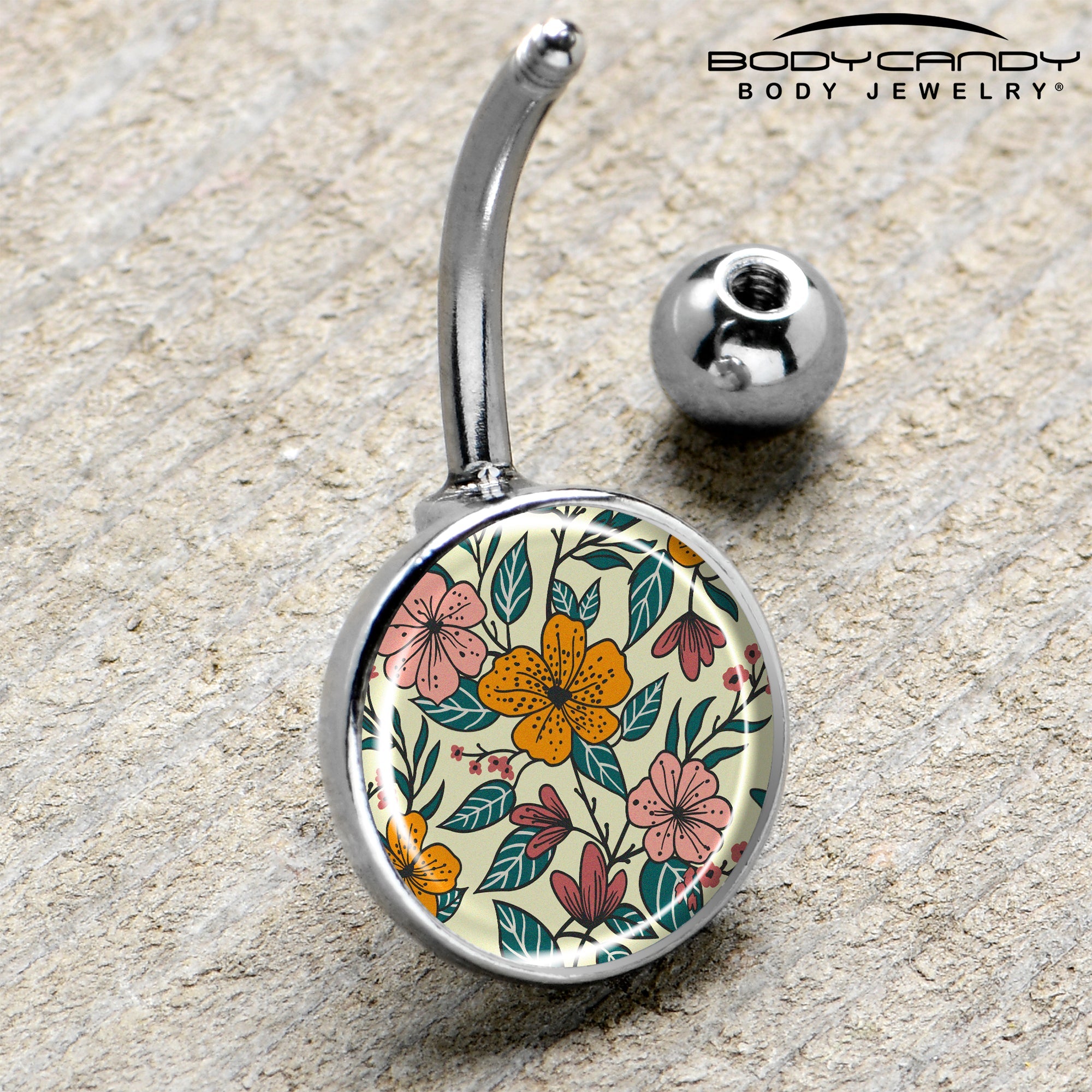 BodyCandy Blossom Creation Wildflower Flowers Belly Ring by Onyx O — side view