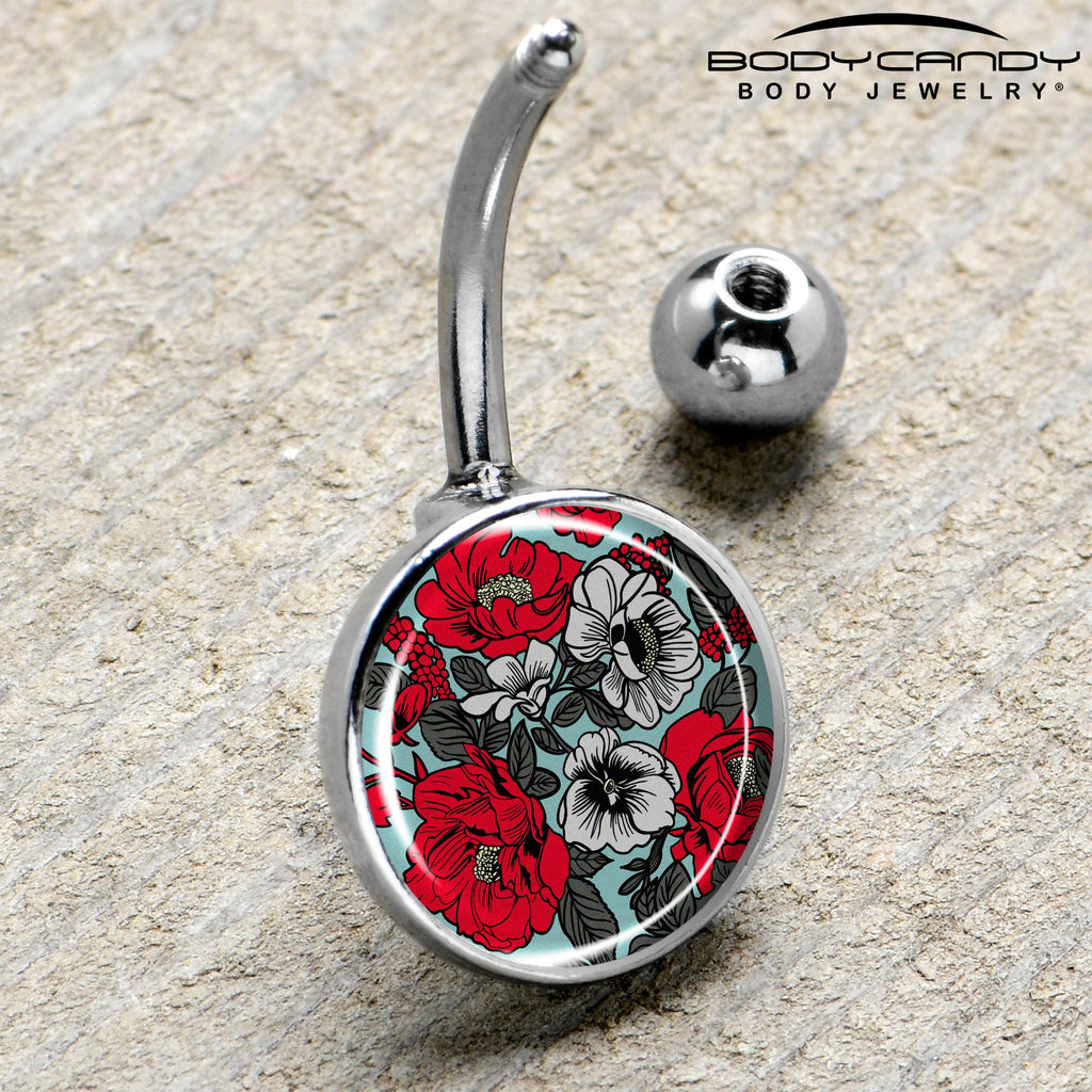 BodyCandy Blossom Creation Vibrant Bloom of Flowers Belly Ring by Onyx O — side view