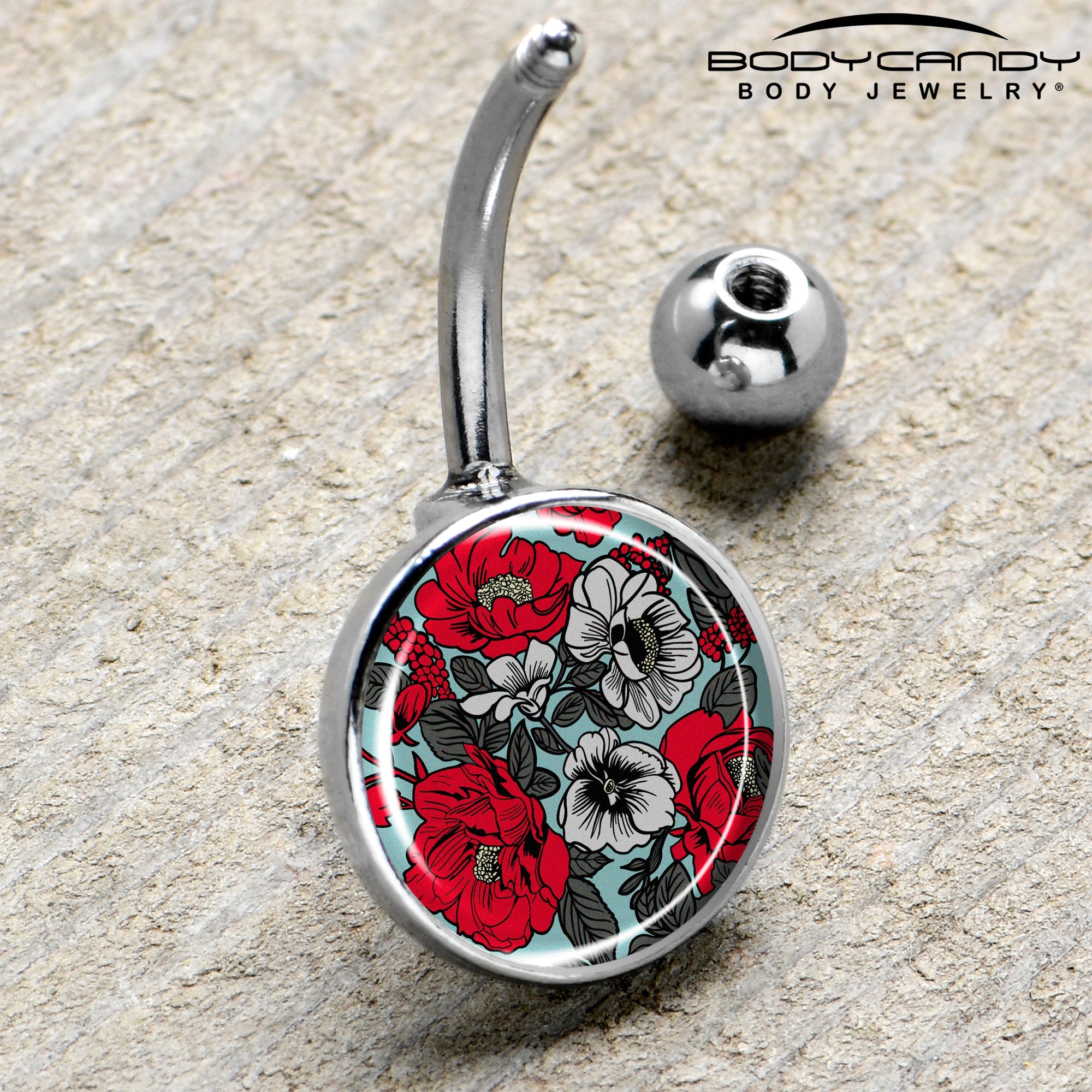 BodyCandy Blossom Creation Vibrant Bloom of Flowers Belly Ring by Onyx O — side view