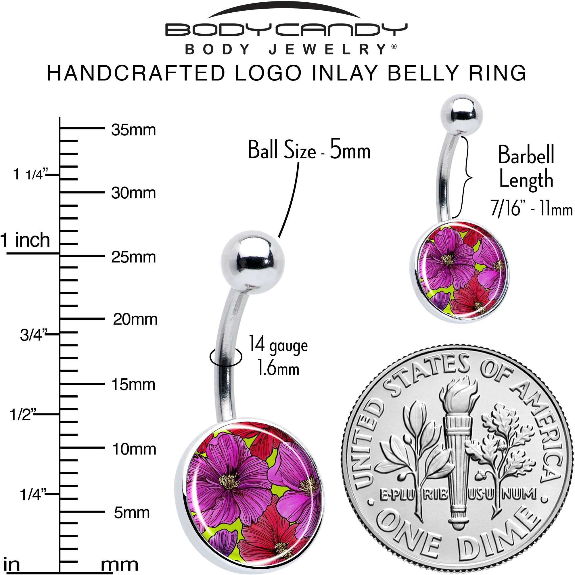 BodyCandy Blossom Creation Tropical Floral Flowers Belly Ring by Onyx O — alternative angle