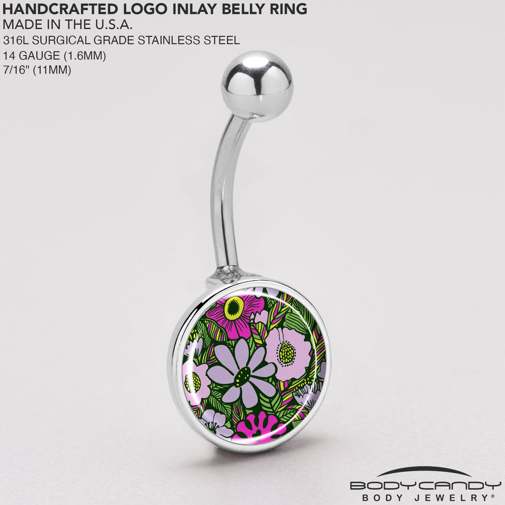 BodyCandy Blossom Creation Paradise of Pink Flowers Belly Ring by Onyx O — back view
