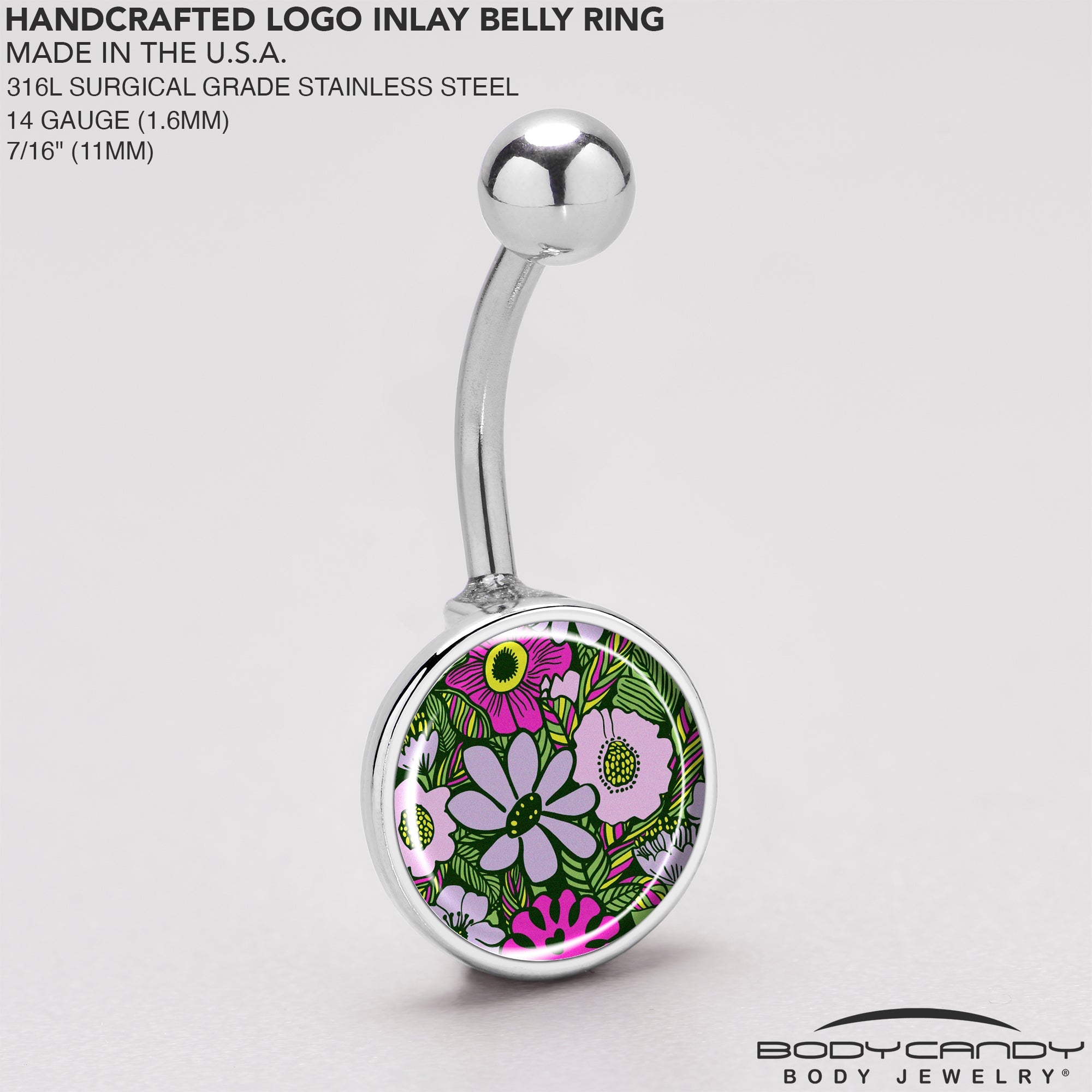 BodyCandy Blossom Creation Paradise of Pink Flowers Belly Ring by Onyx O — back view