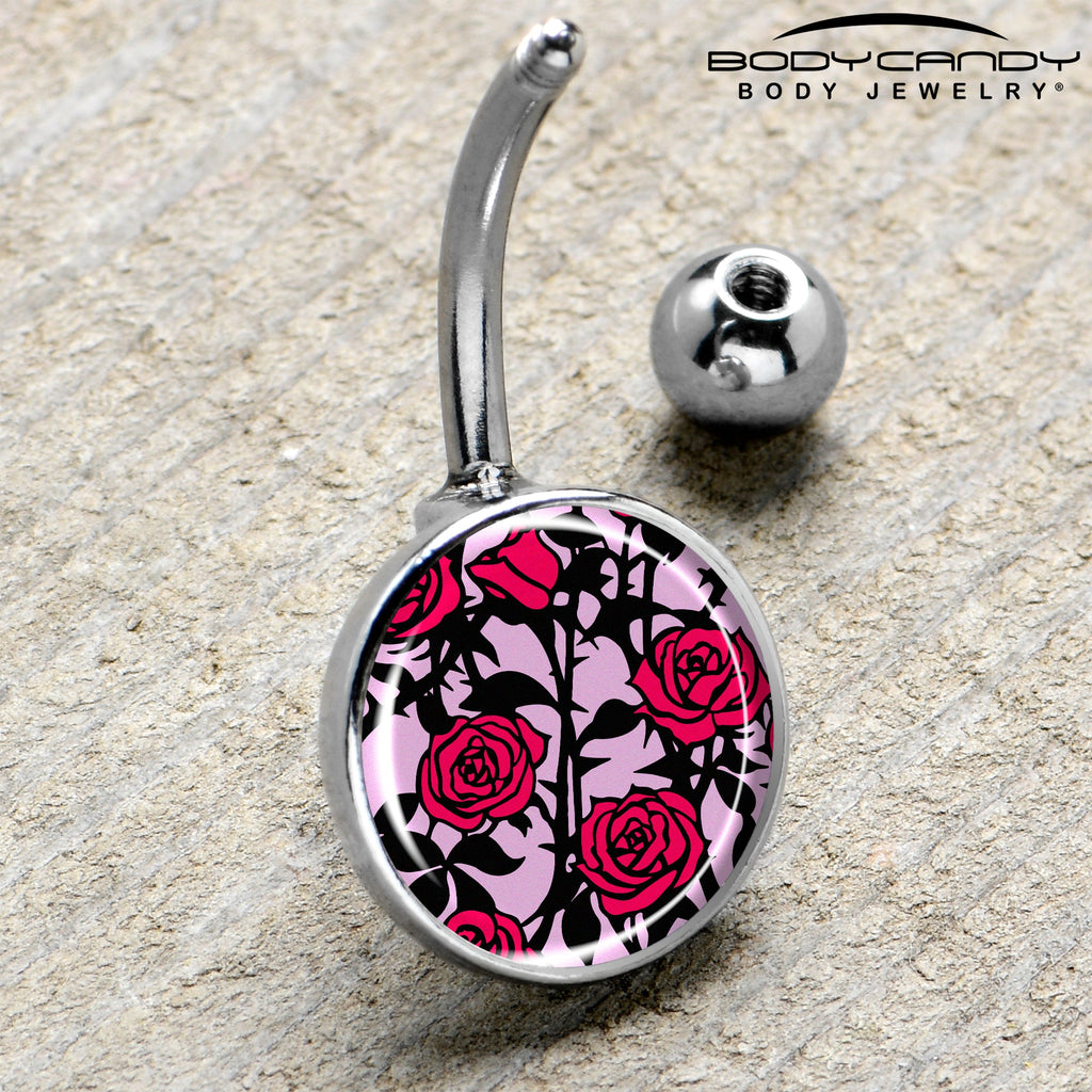 BodyCandy Blossom Creation Floral Love of Roses Belly Ring by Onyx O — side view
