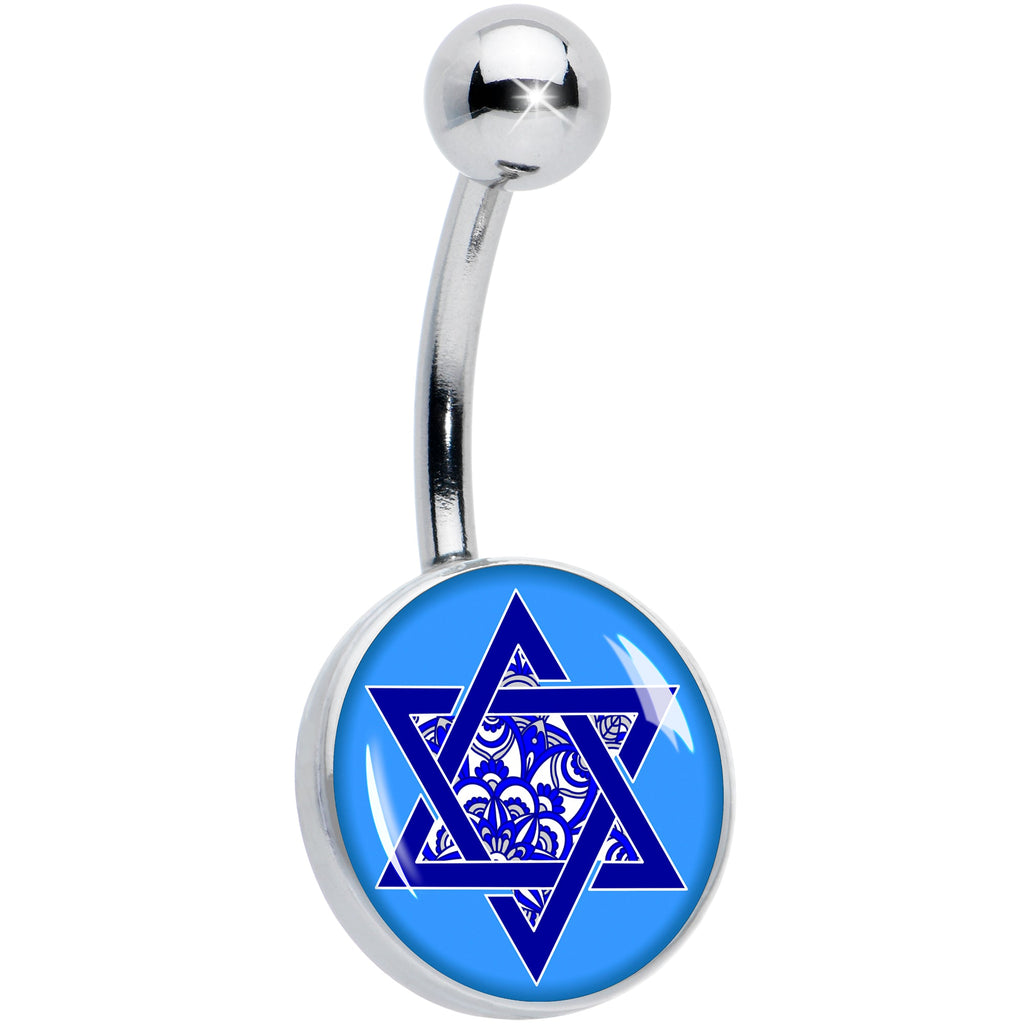 BodyCandy Floral Star of David Belly Ring by Onyx O — main product shot