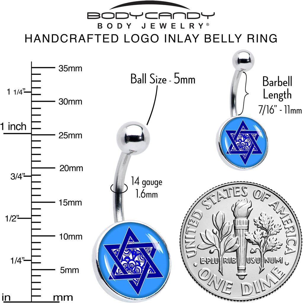 BodyCandy Floral Star of David Belly Ring by Onyx O — back view