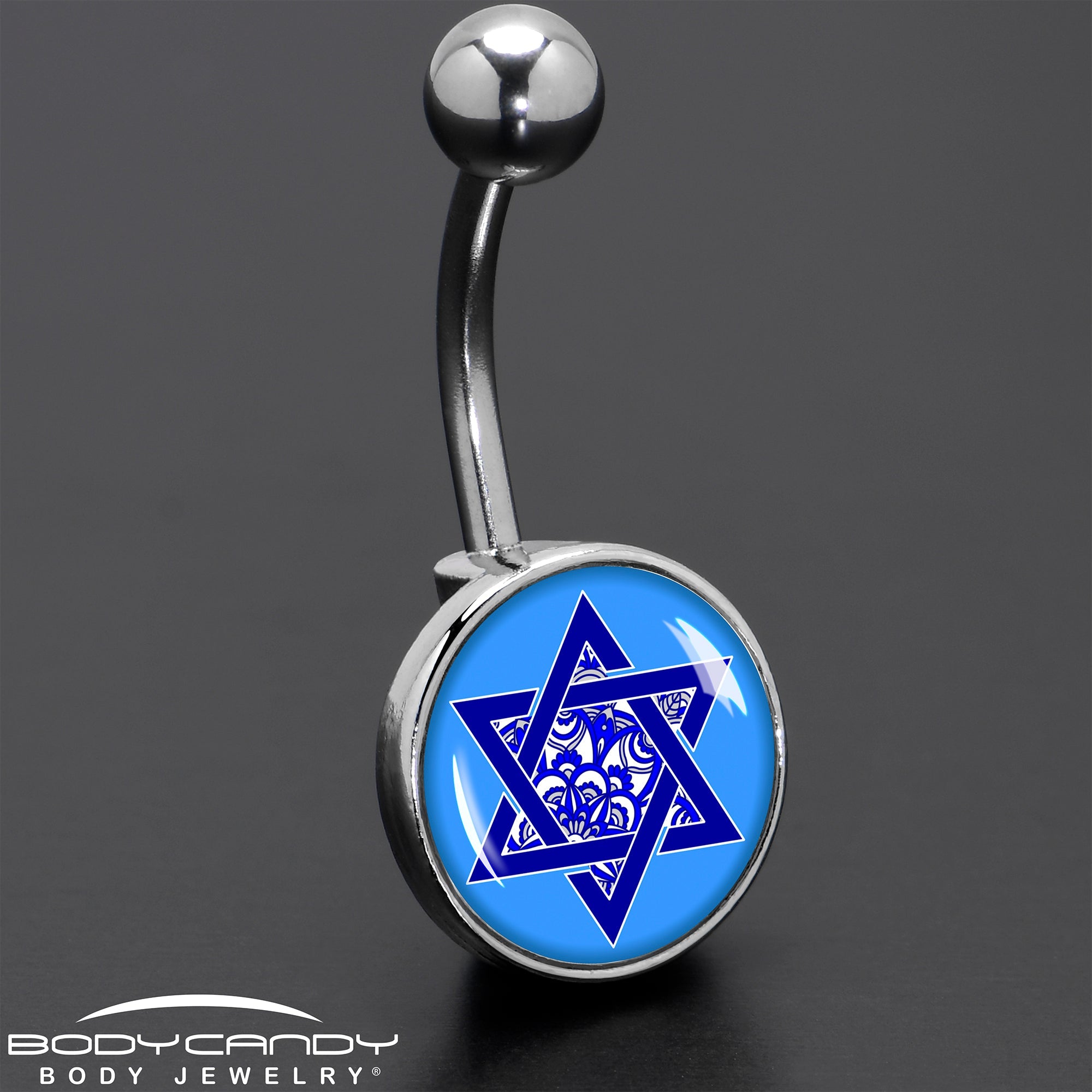 BodyCandy Floral Star of David Belly Ring by Onyx O — in-use photo