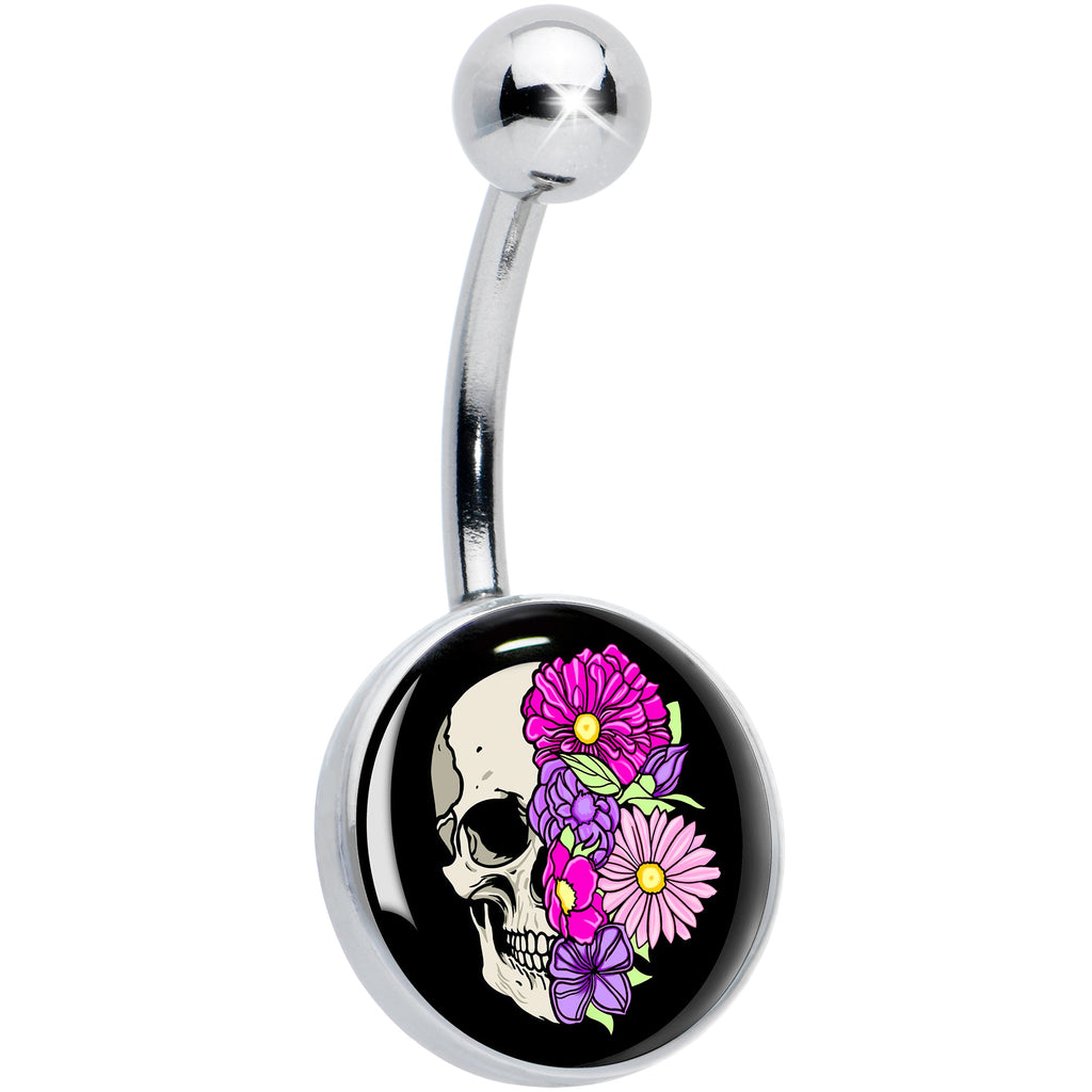 BodyCandy Floral Flowers Skull Belly Ring by Onyx O — main product shot