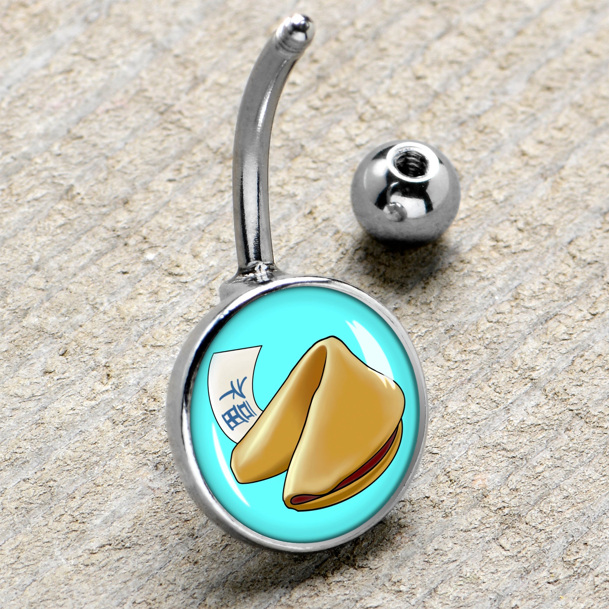 BodyCandy Fortune Cookie Belly Ring by Onyx O — side view
