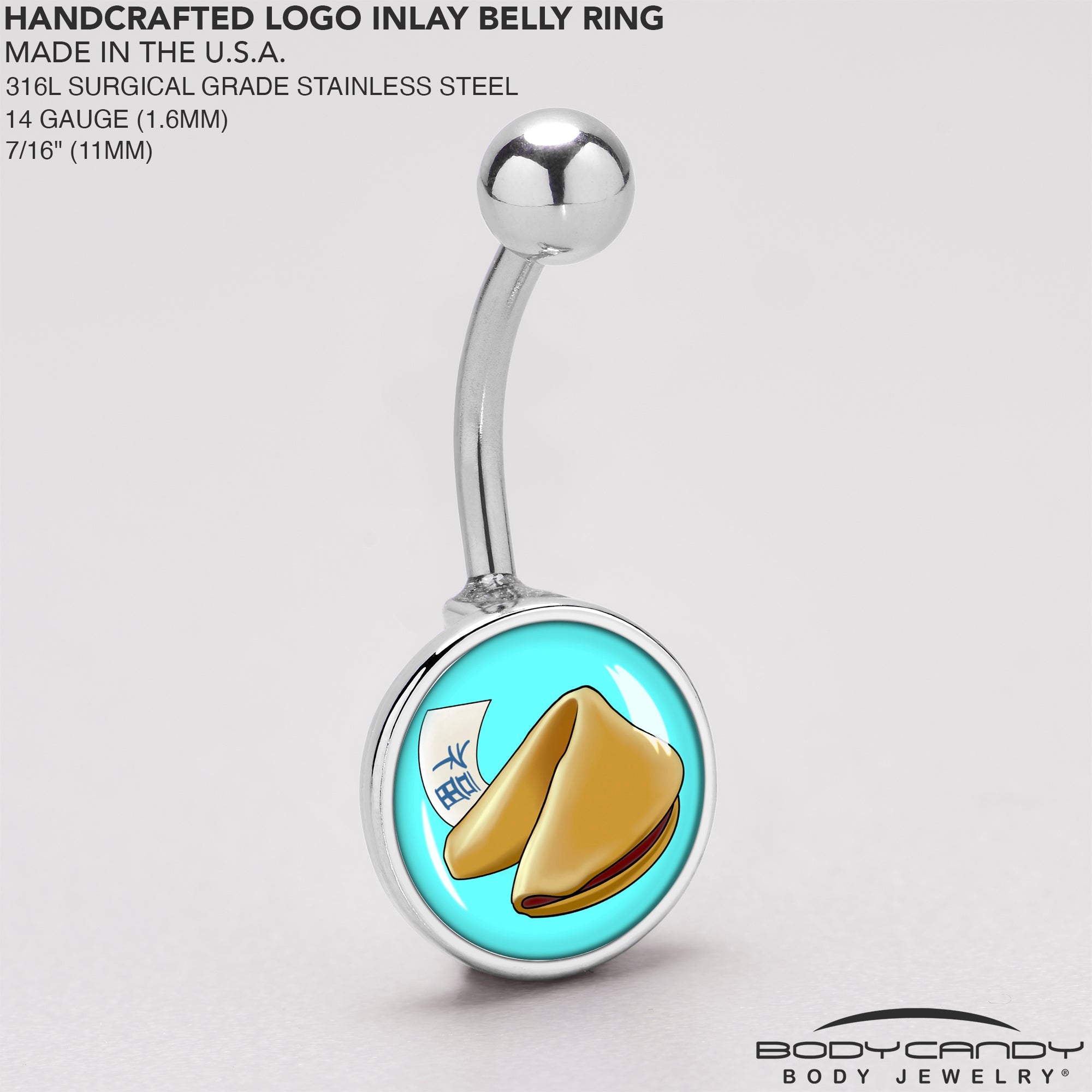 BodyCandy Fortune Cookie Belly Ring by Onyx O — back view