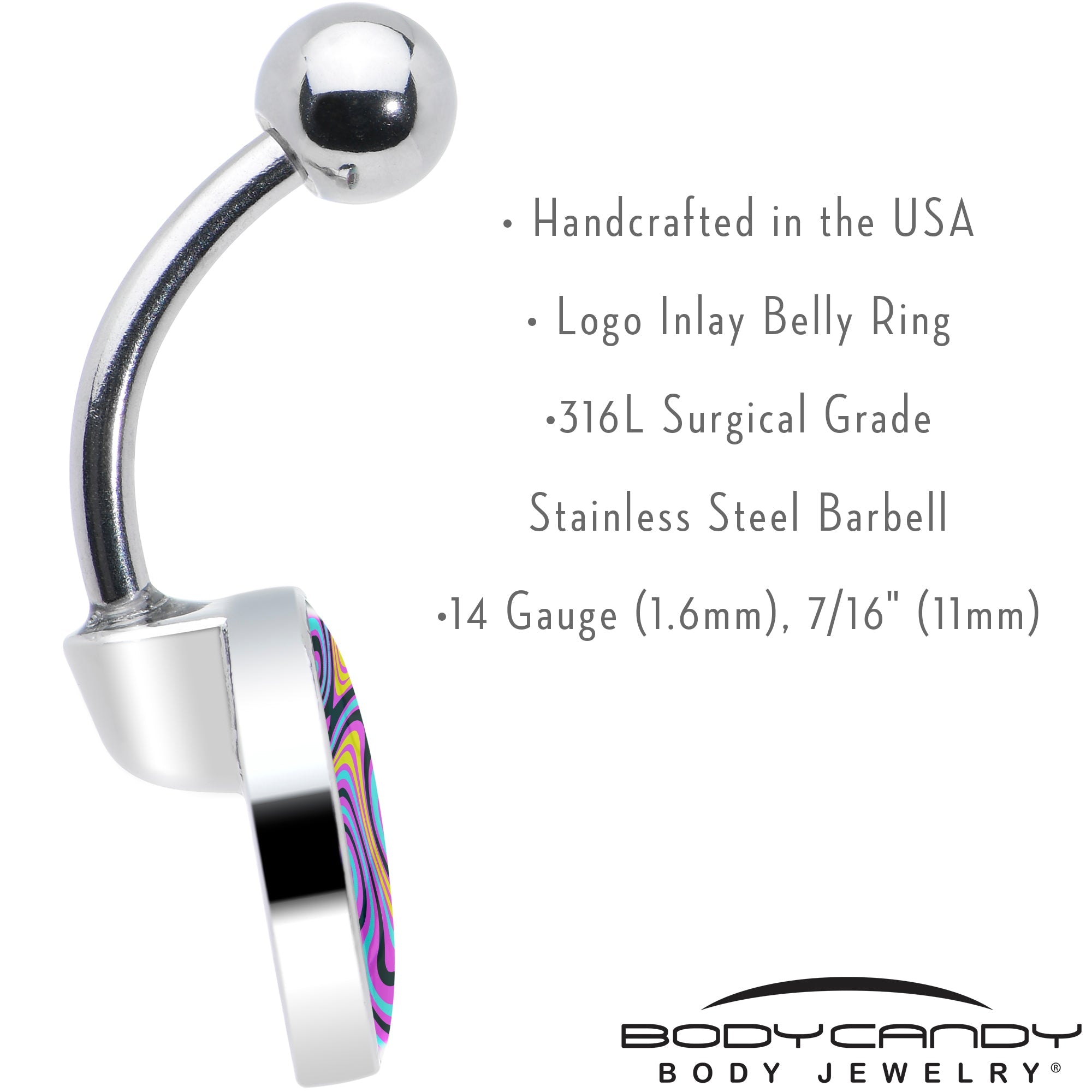 BodyCandy Funky Swirls Belly Ring by Onyx O — in-use photo
