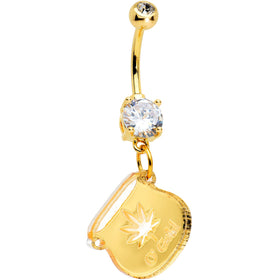 Clear Gem Gold Tone Pot of Gold 420 St Patricks Dangle Belly Ring