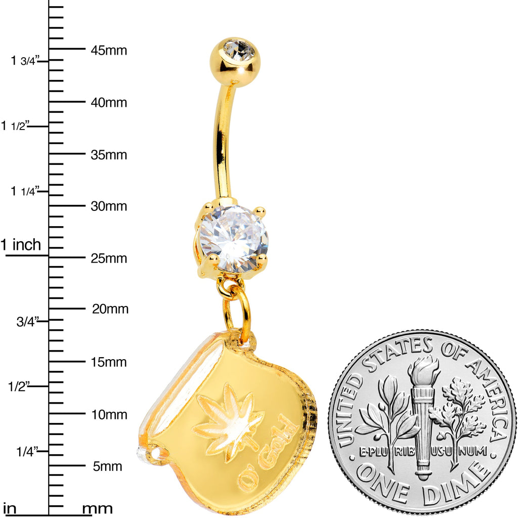 BodyCandy Clear Gem Gold Tone Pot of Gold 420 St Patricks Dangle Belly Ring — lifestyle context