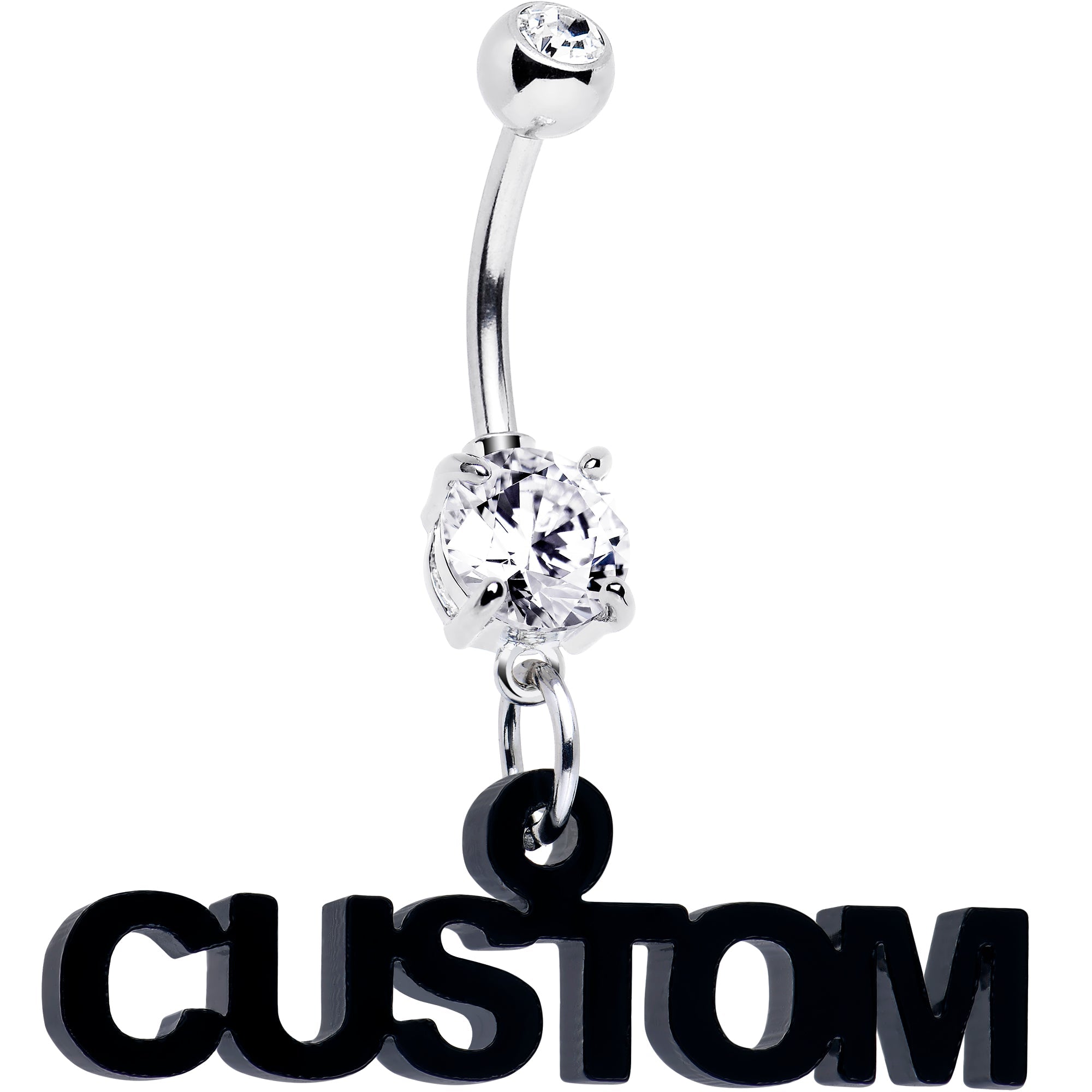 BodyCandy Custom Double Gem Personalized Name Belly Ring — in-use photo