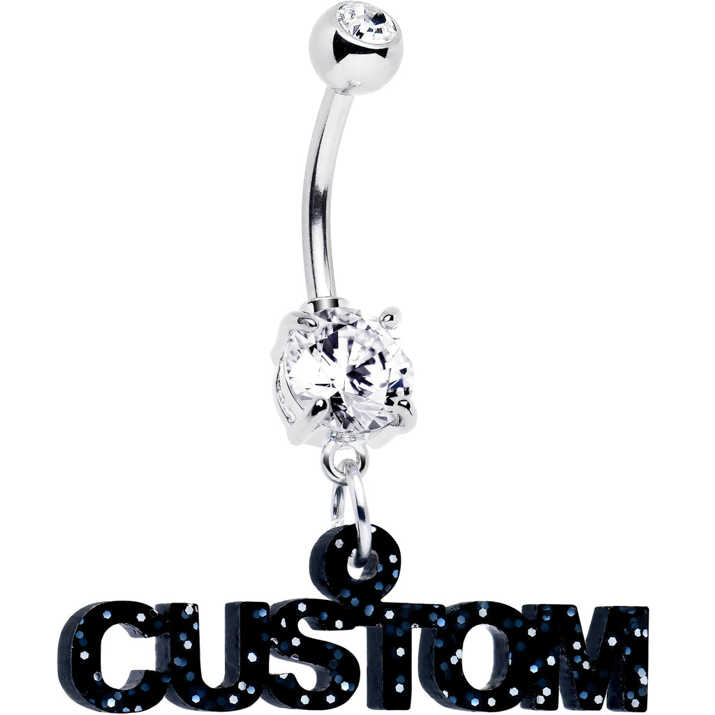 BodyCandy Custom Double Gem Personalized Name Belly Ring — back view