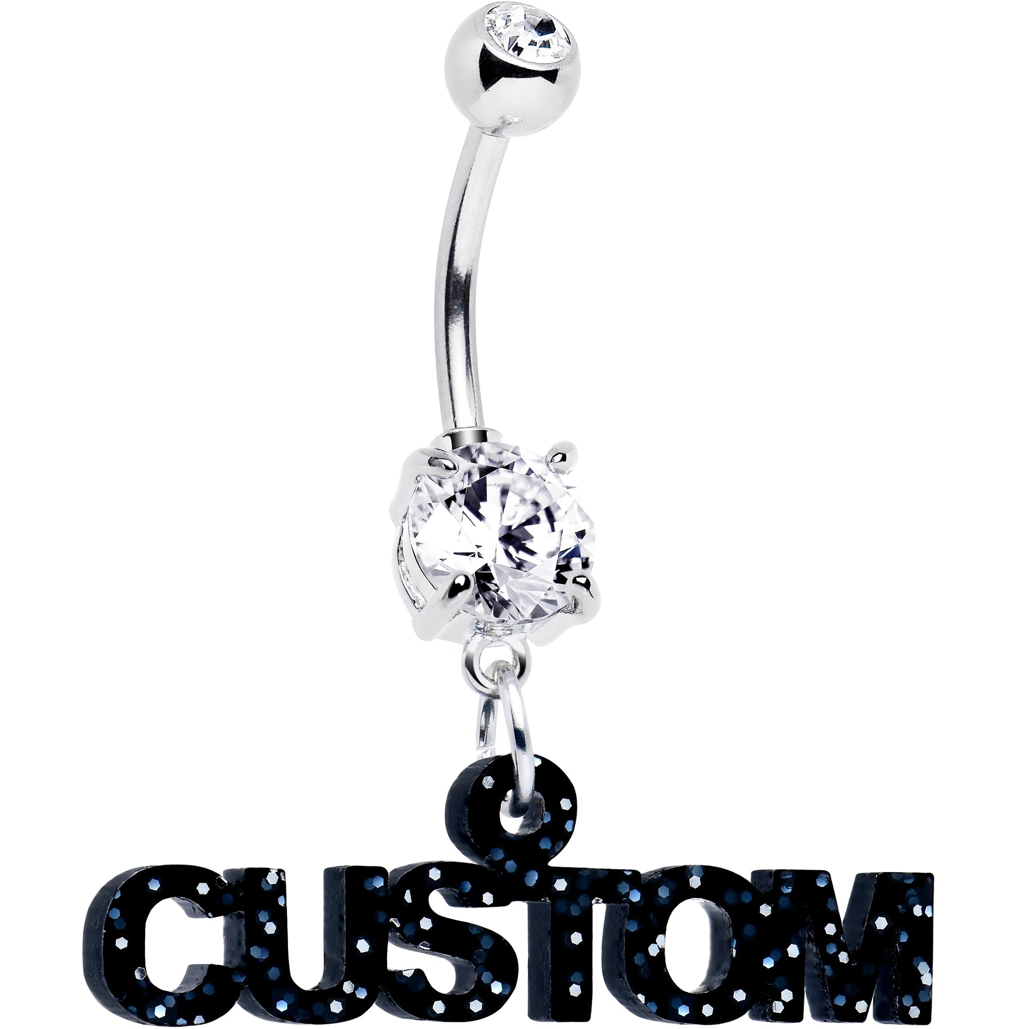 BodyCandy Custom Double Gem Personalized Name Belly Ring — back view
