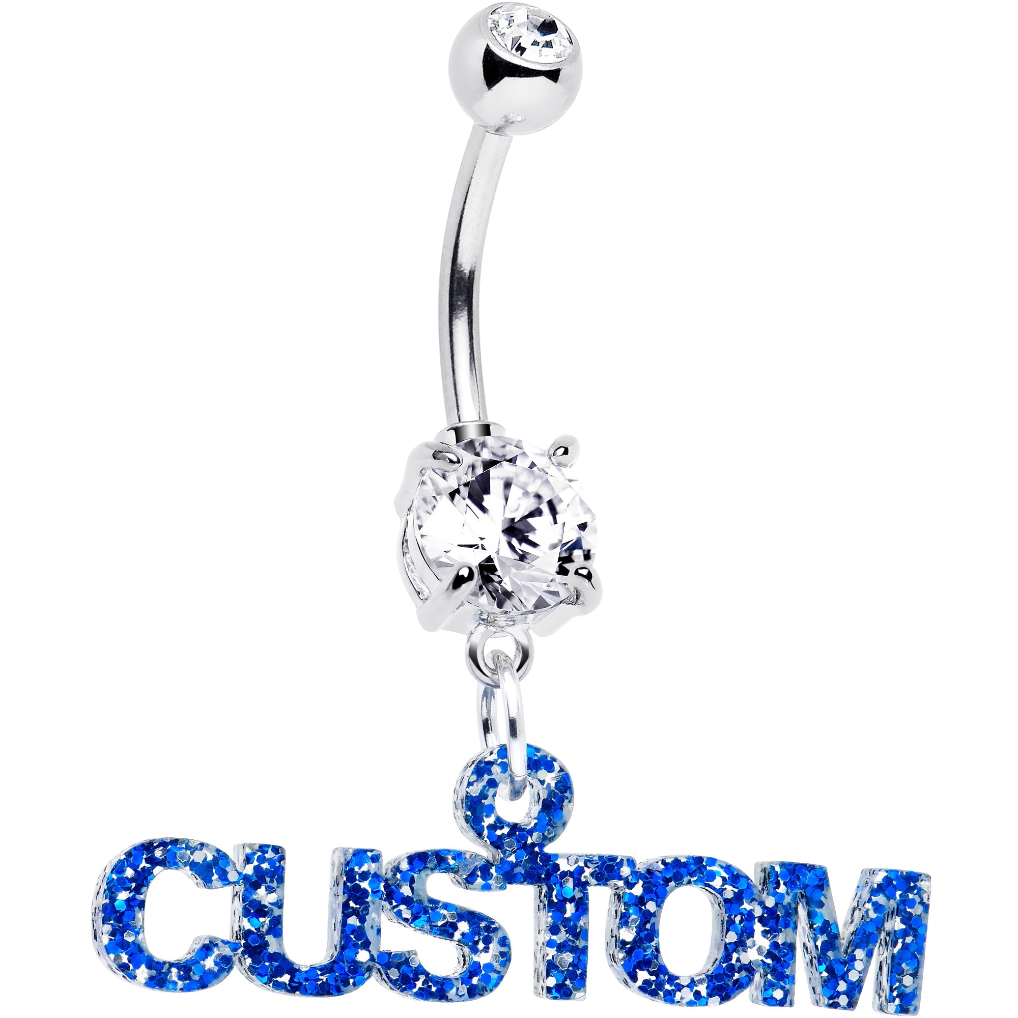 BodyCandy Custom Double Gem Personalized Name Belly Ring — alternative angle