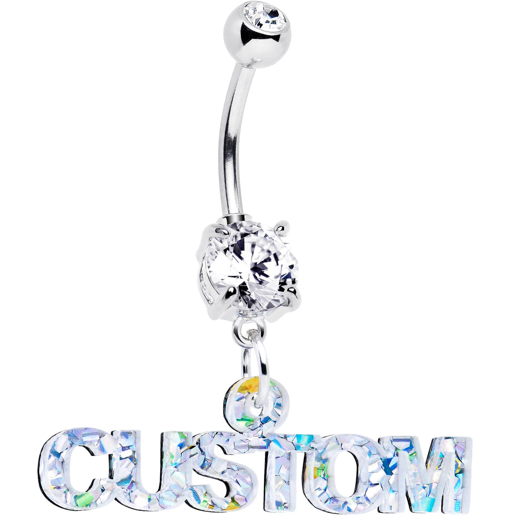 BodyCandy Custom Double Gem Personalized Name Belly Ring — detail close-up