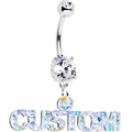 BodyCandy Custom Double Gem Personalized Name Belly Ring — detail close-up