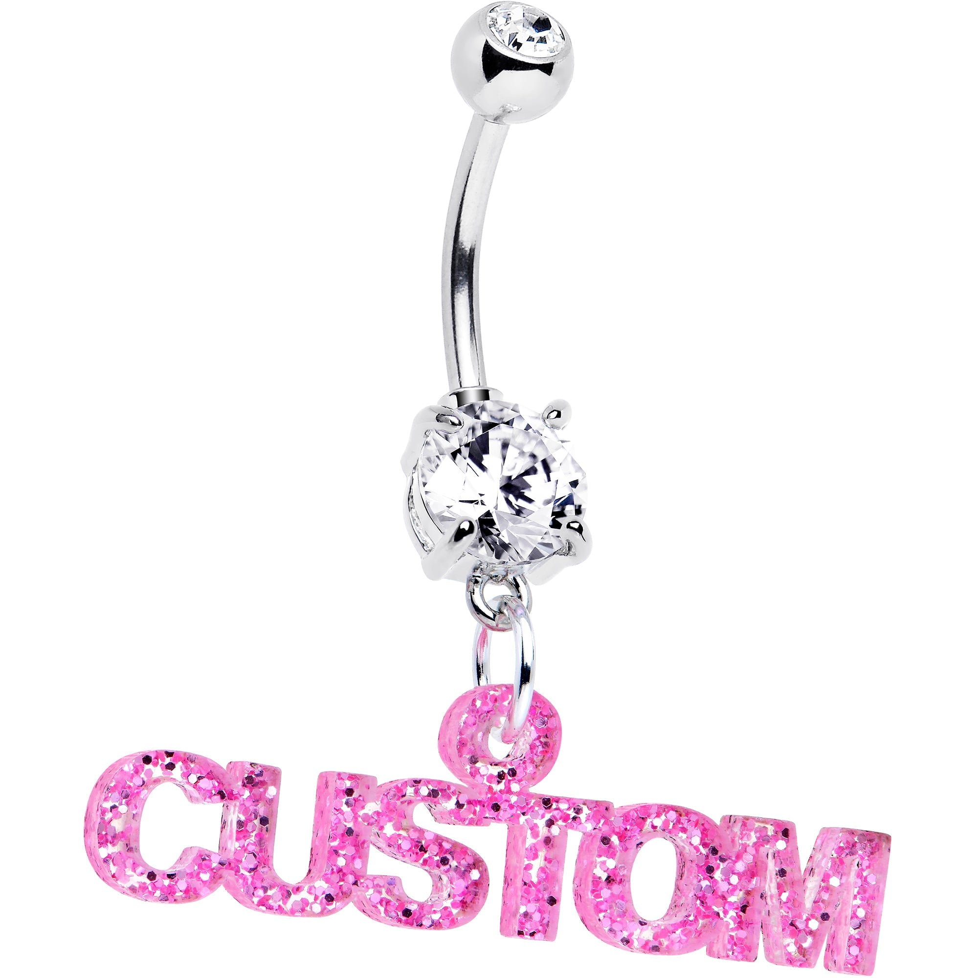 BodyCandy Custom Double Gem Personalized Name Belly Ring — side view