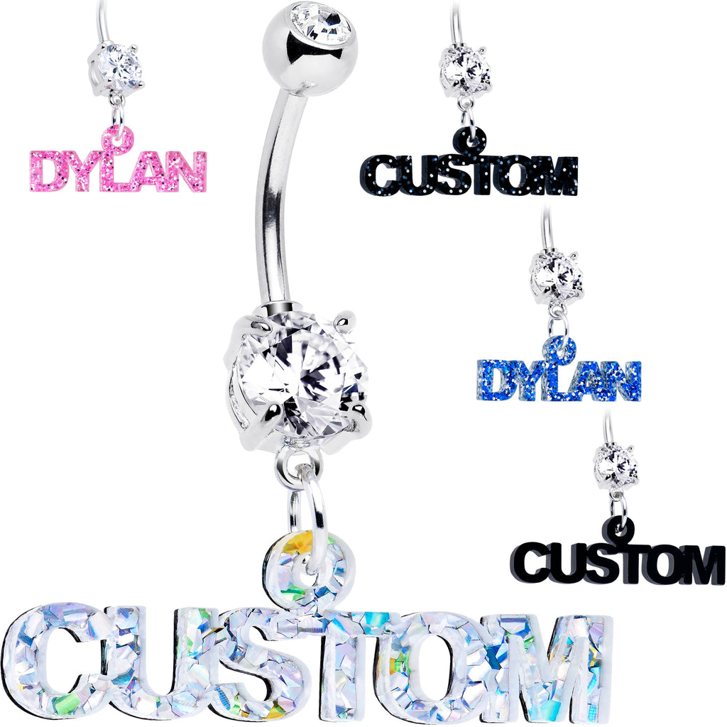 BodyCandy Custom Double Gem Personalized Name Belly Ring — main product shot