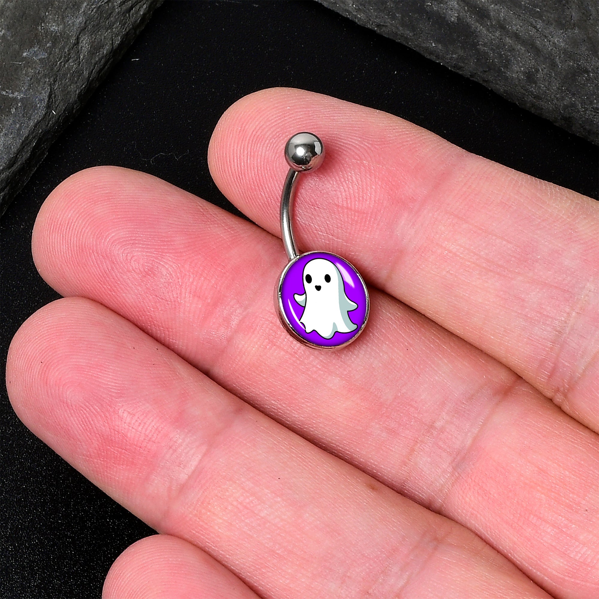 BodyCandy Ghost Belly Ring by Onyx O — detail close-up