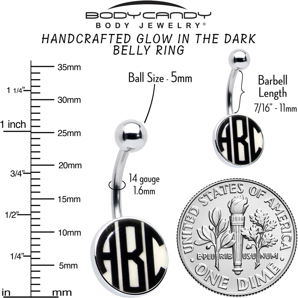 BodyCandy Custom Glow in the Dark Logo Personalized Initial Belly Ring — color detail