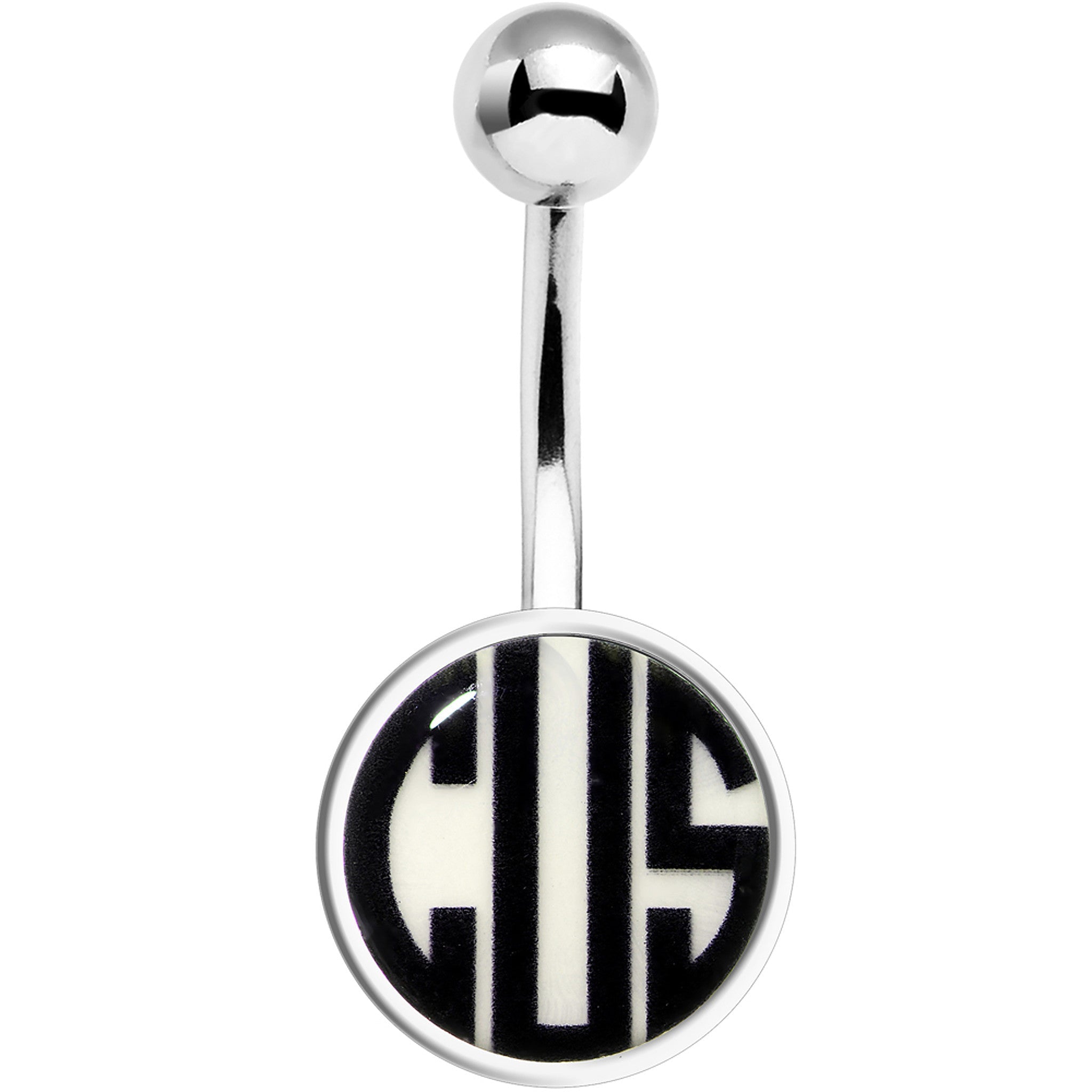 BodyCandy Custom Glow in the Dark Logo Personalized Initial Belly Ring — back view