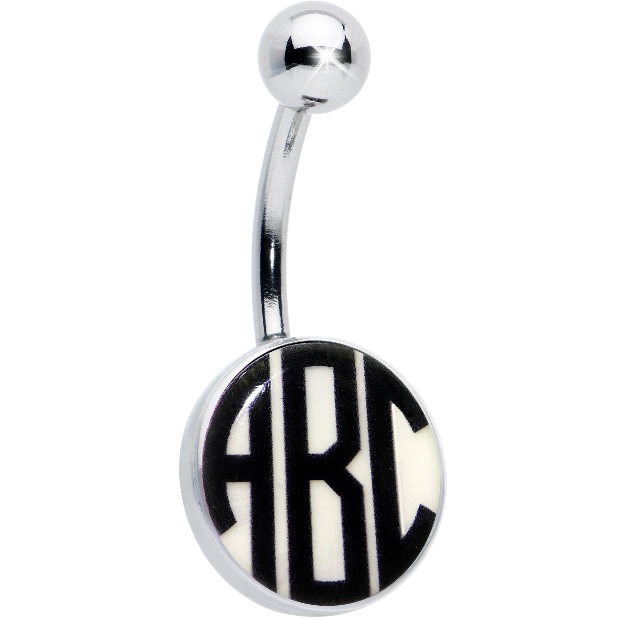 BodyCandy Custom Glow in the Dark Logo Personalized Initial Belly Ring — fabric or material detail