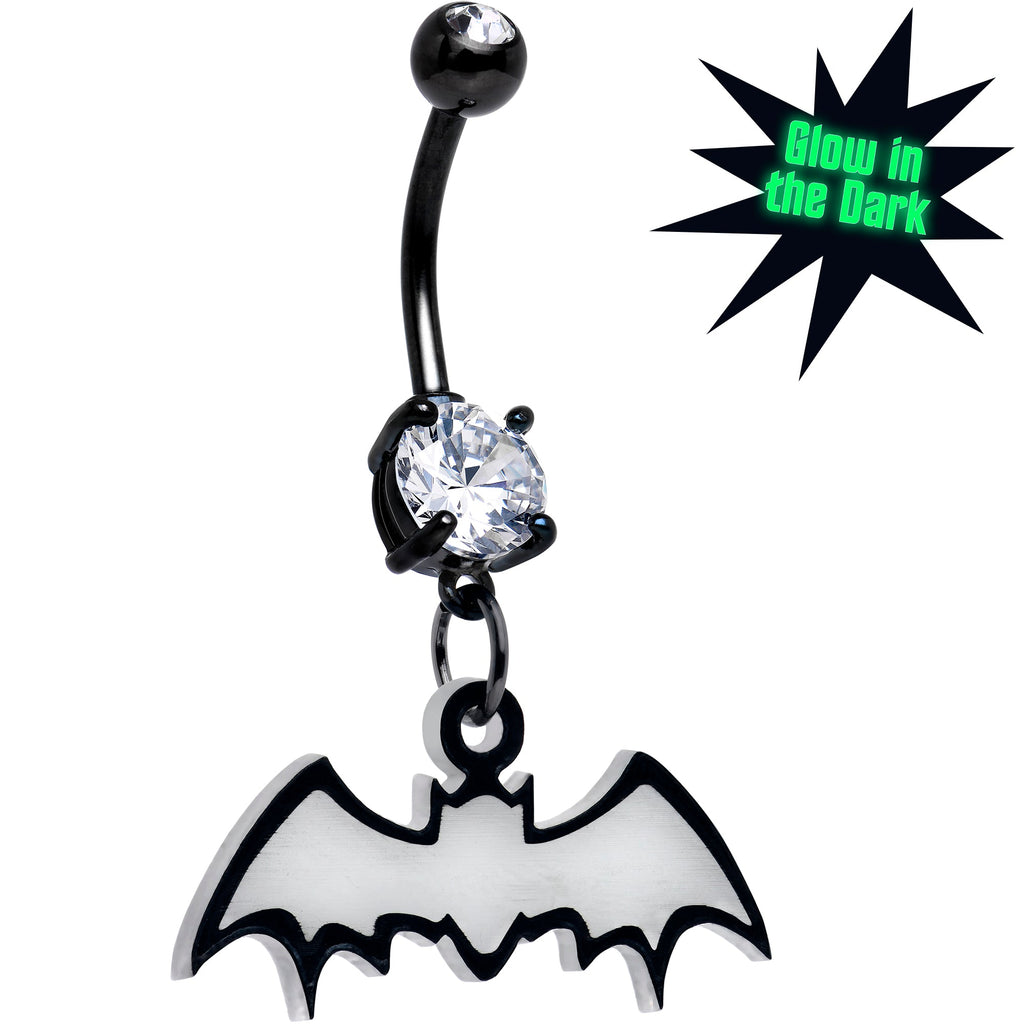 BodyCandy Glow in the Dark Dangle Bat Belly Ring by Onyx O — main product shot