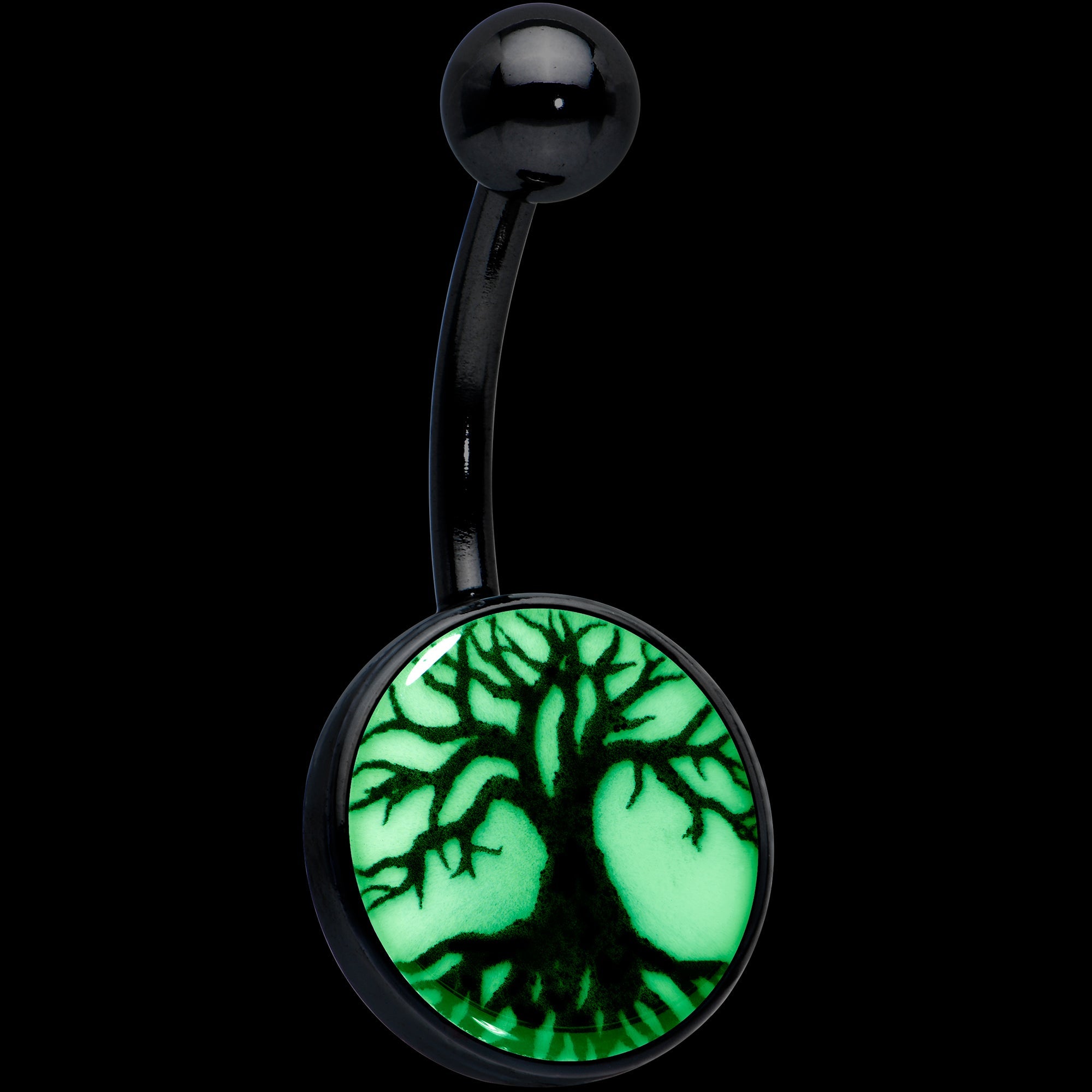 BodyCandy Glow in the Dark Tree of Life Belly Ring by Onyx O — detail close-up