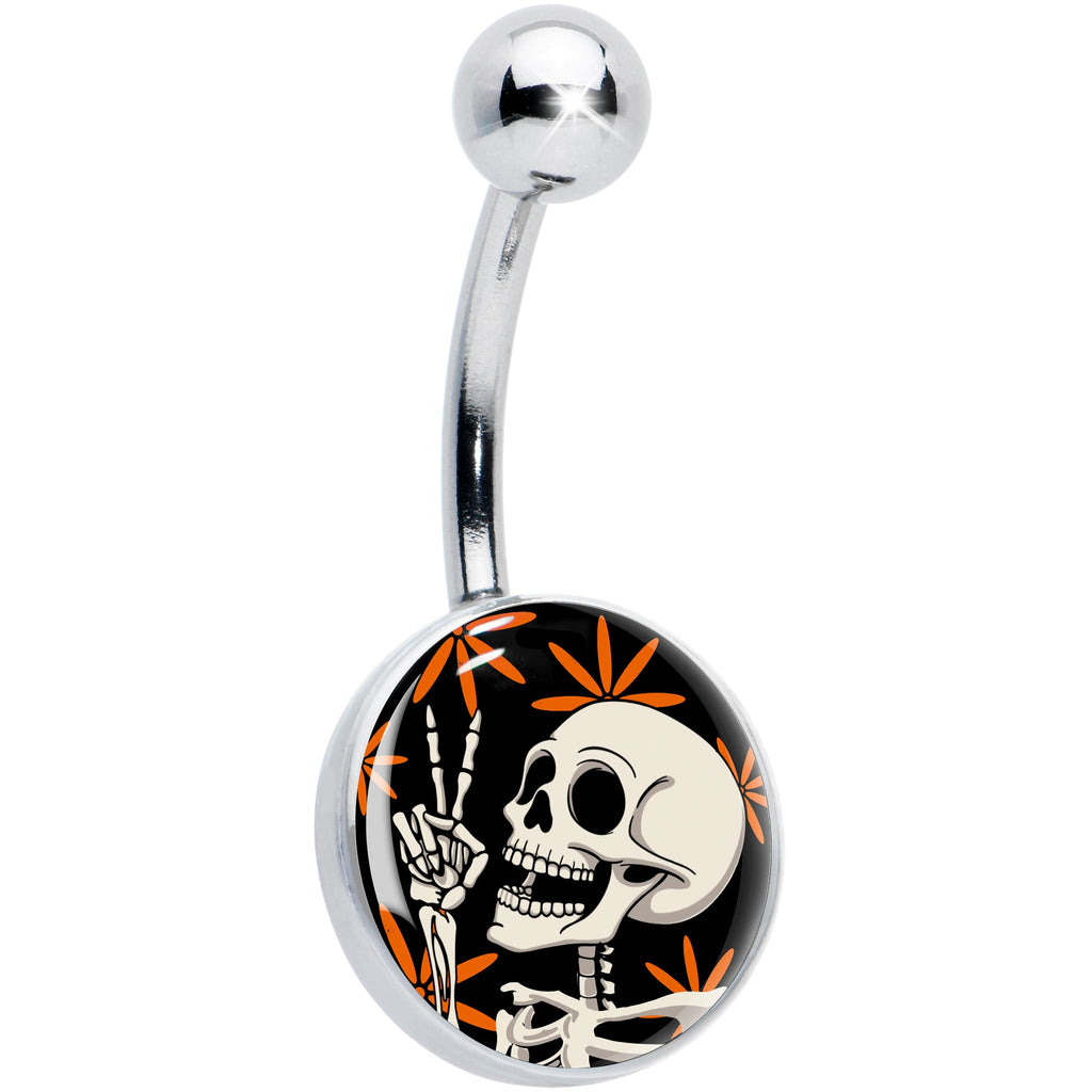 BodyCandy Peace Sign Skeleton Belly Ring by Onyx O — main product shot