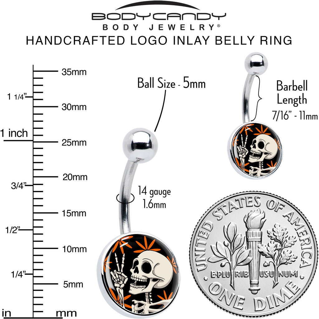 BodyCandy Peace Sign Skeleton Belly Ring by Onyx O — alternative angle