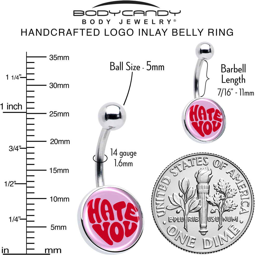 BodyCandy Retro Text Hate You Belly Ring by Onyx O — alternative angle