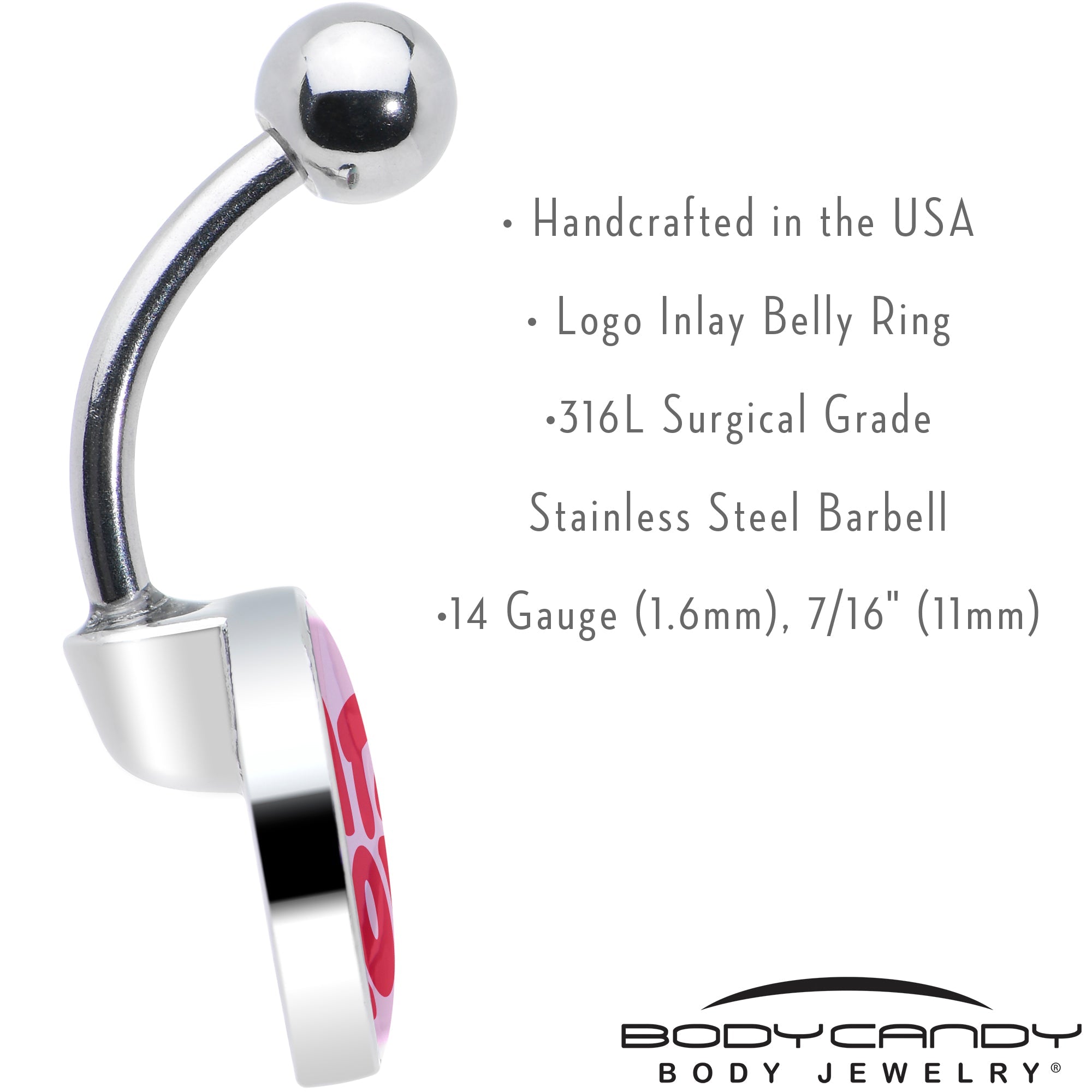BodyCandy Retro Text Hate You Belly Ring by Onyx O — in-use photo