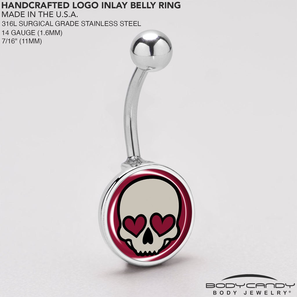 BodyCandy Valentine Heart Skull Belly Ring — back view
