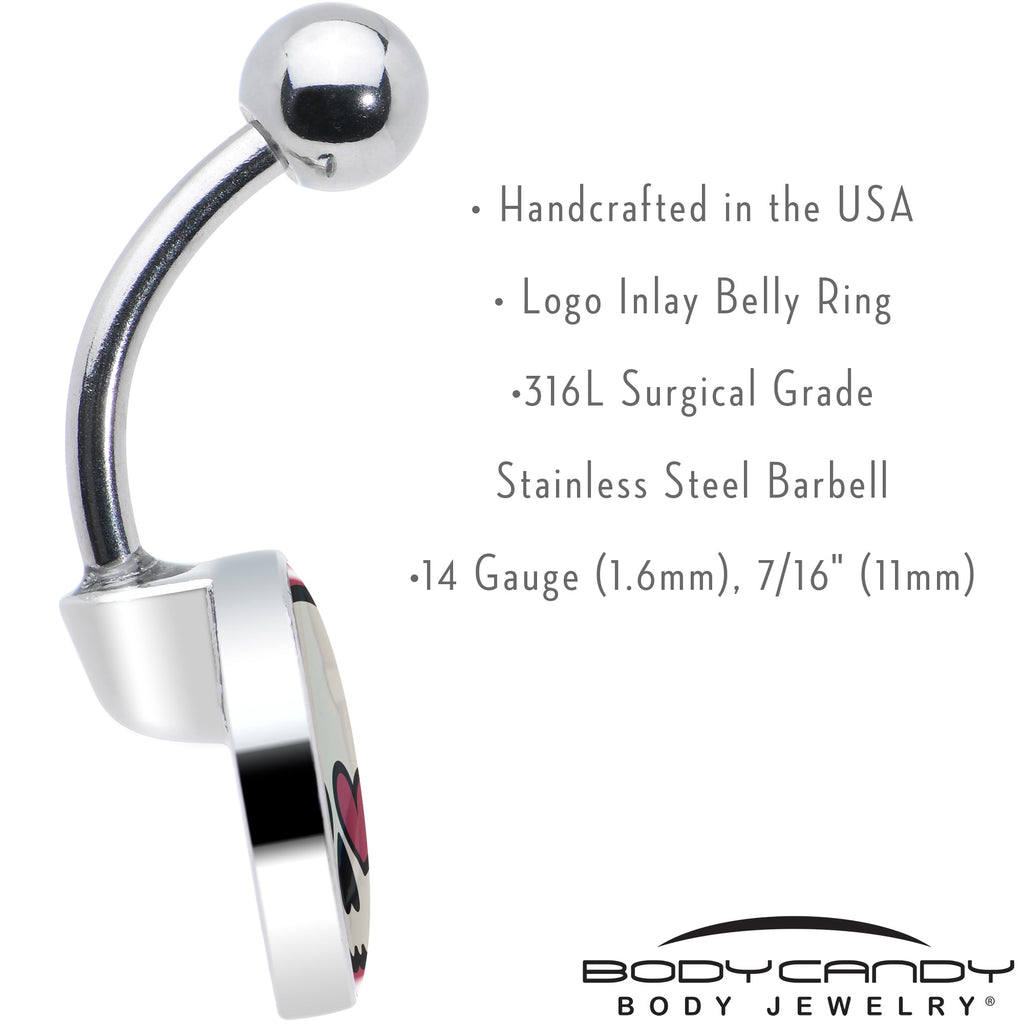 BodyCandy Valentine Heart Skull Belly Ring — in-use photo