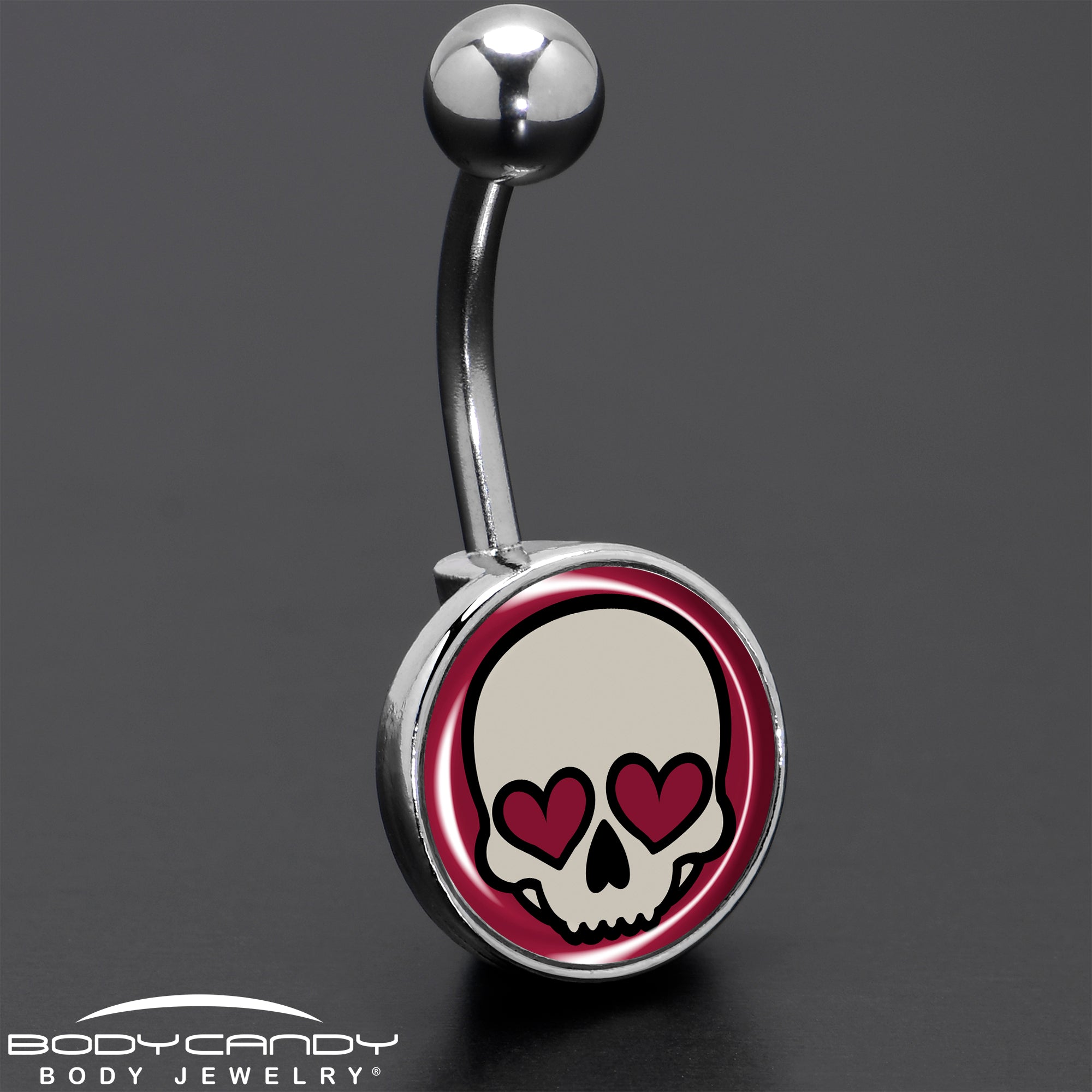 BodyCandy Valentine Heart Skull Belly Ring — size reference
