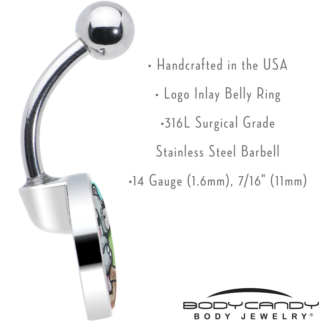 BodyCandy Cute Biting Baby Hippo Belly Ring — in-use photo