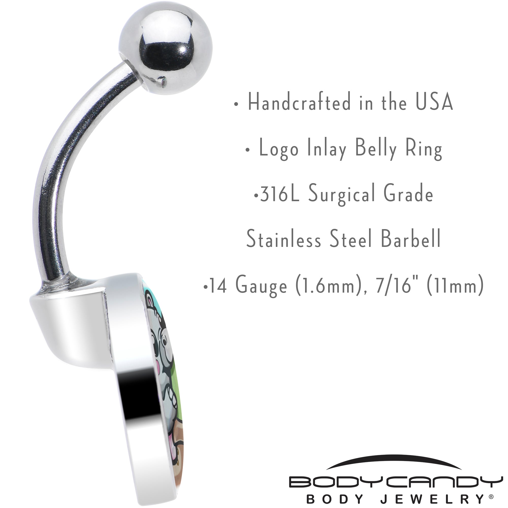BodyCandy Cute Biting Baby Hippo Belly Ring — in-use photo