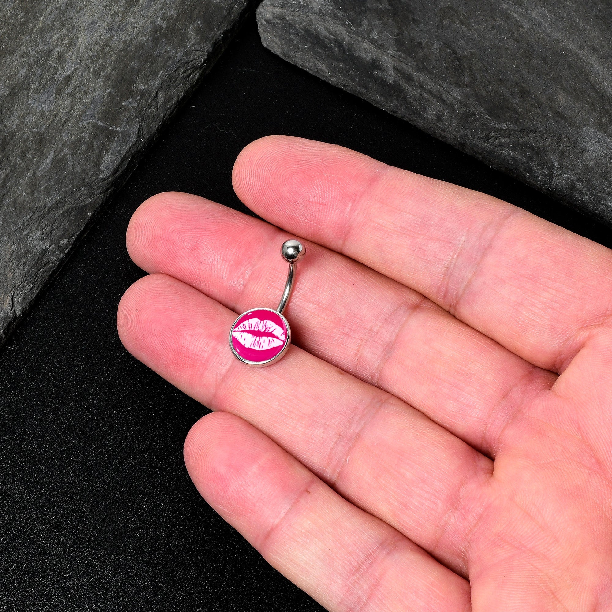 BodyCandy Red Hot Lips Belly Ring by Onyx O — back view