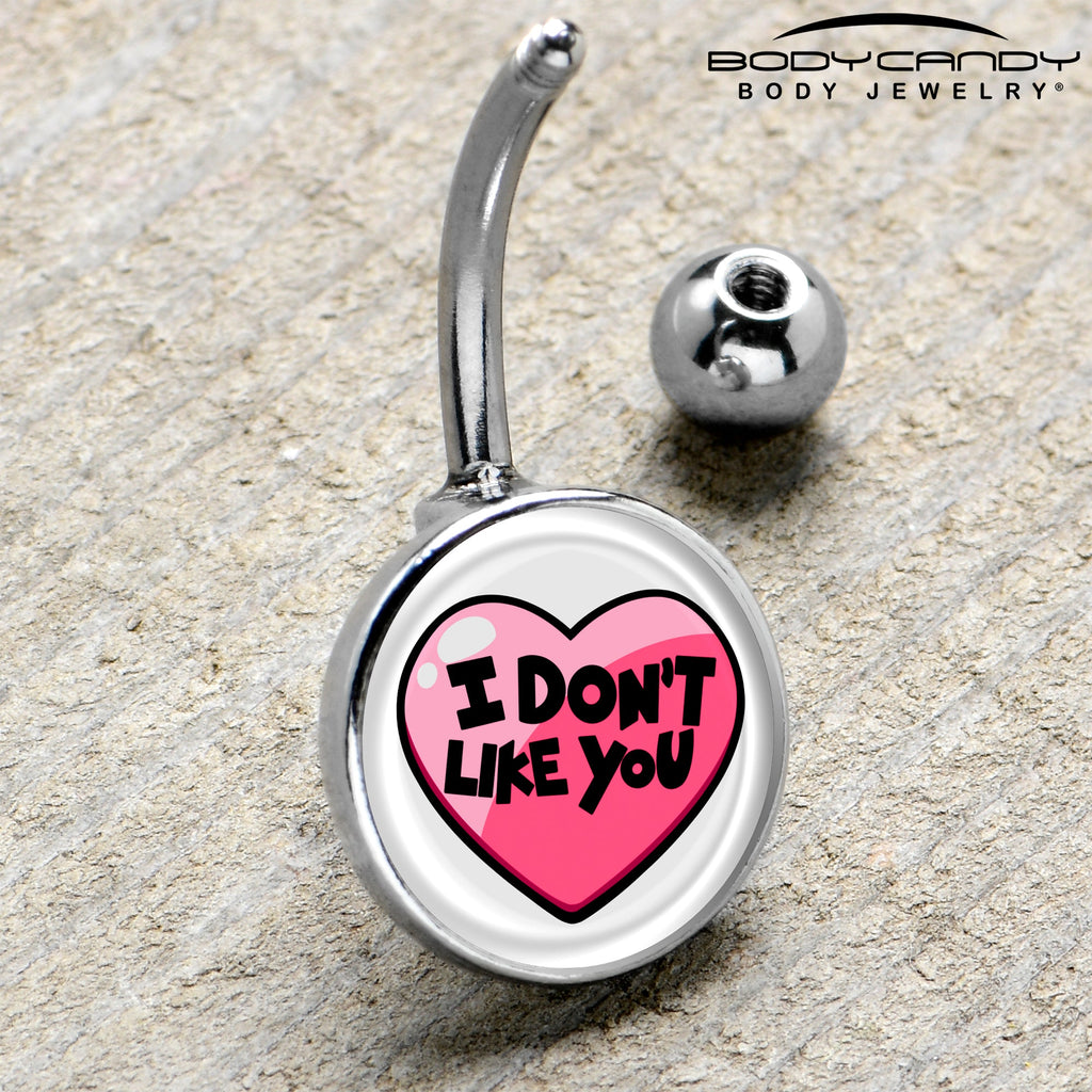 BodyCandy I Don't Like You Valentine Heart Belly Ring — side view